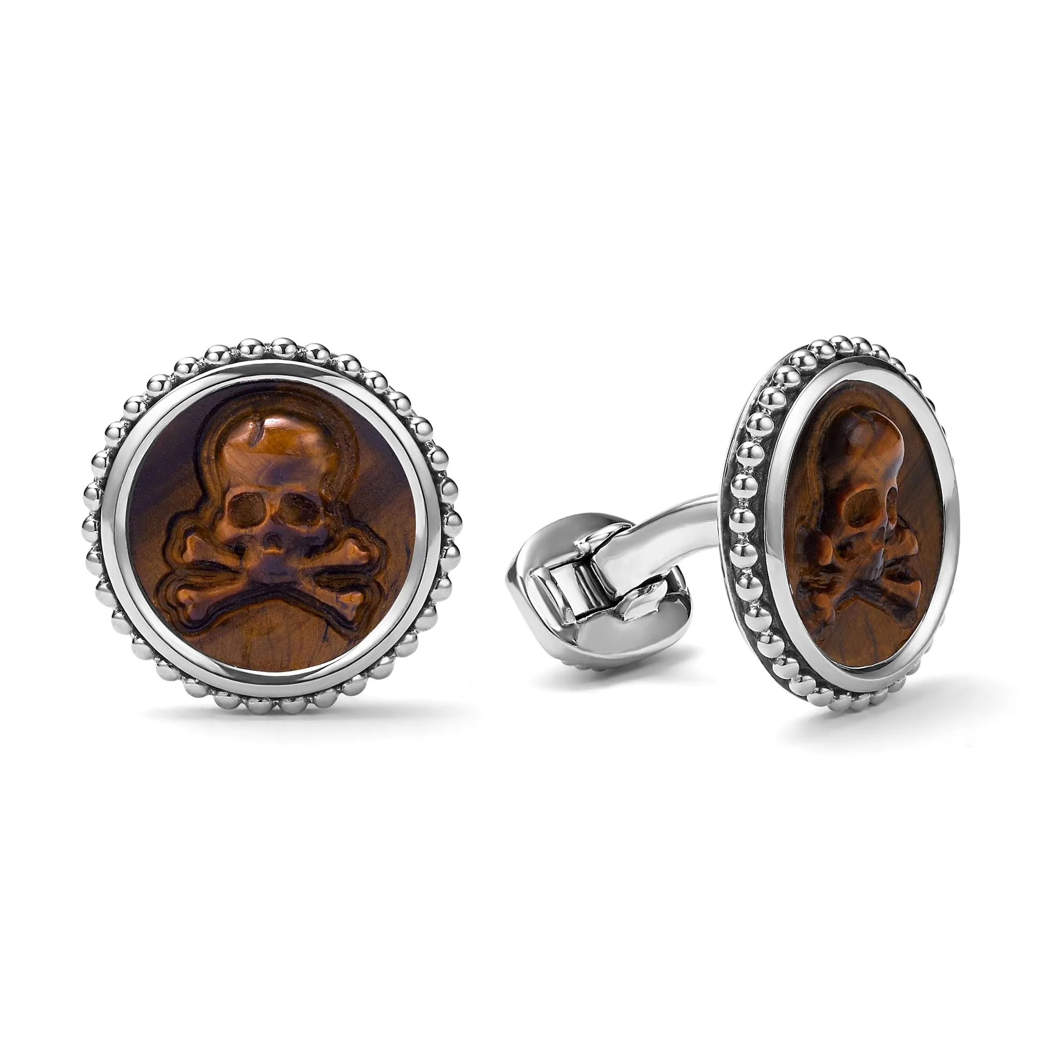 Anthem Tiger Eye Skull Cufflinks