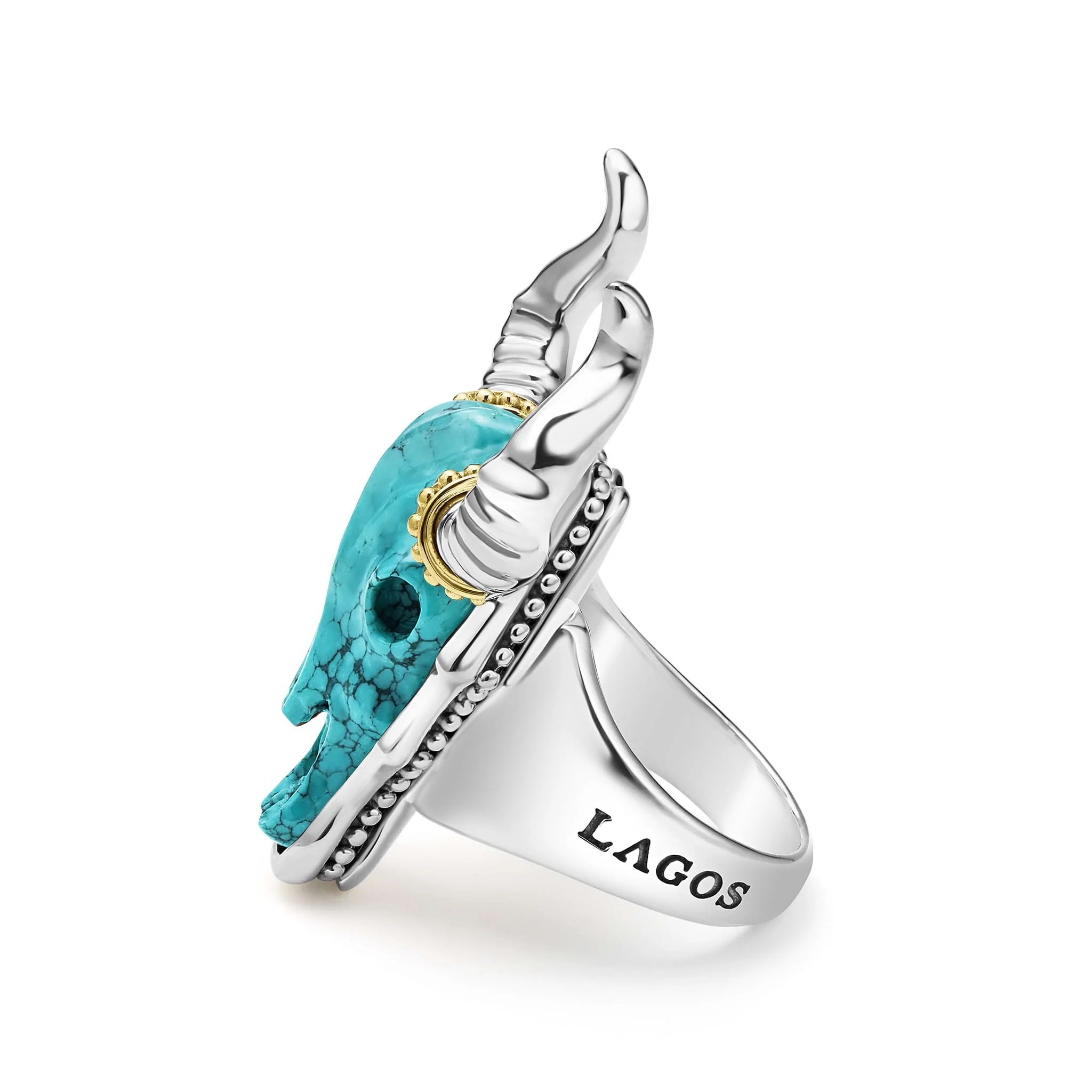 Anthem Two-Tone Turquoise Long Horn Ring - Image 3