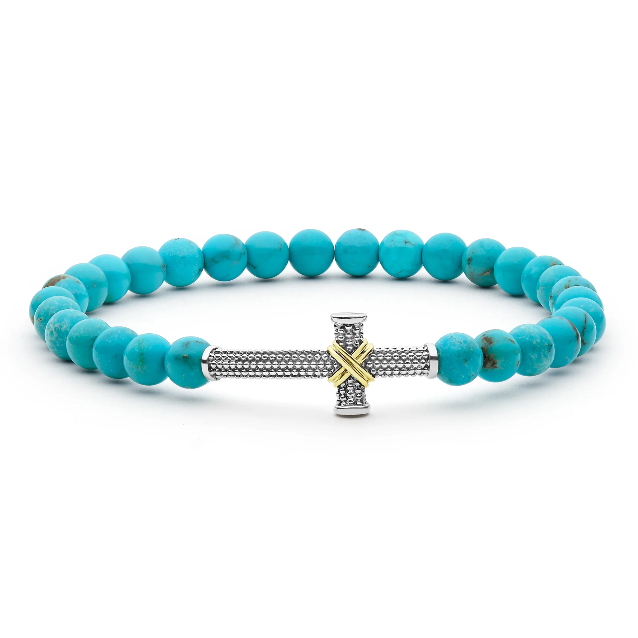 Two-Tone Turquoise Cross Stretch Bracelet