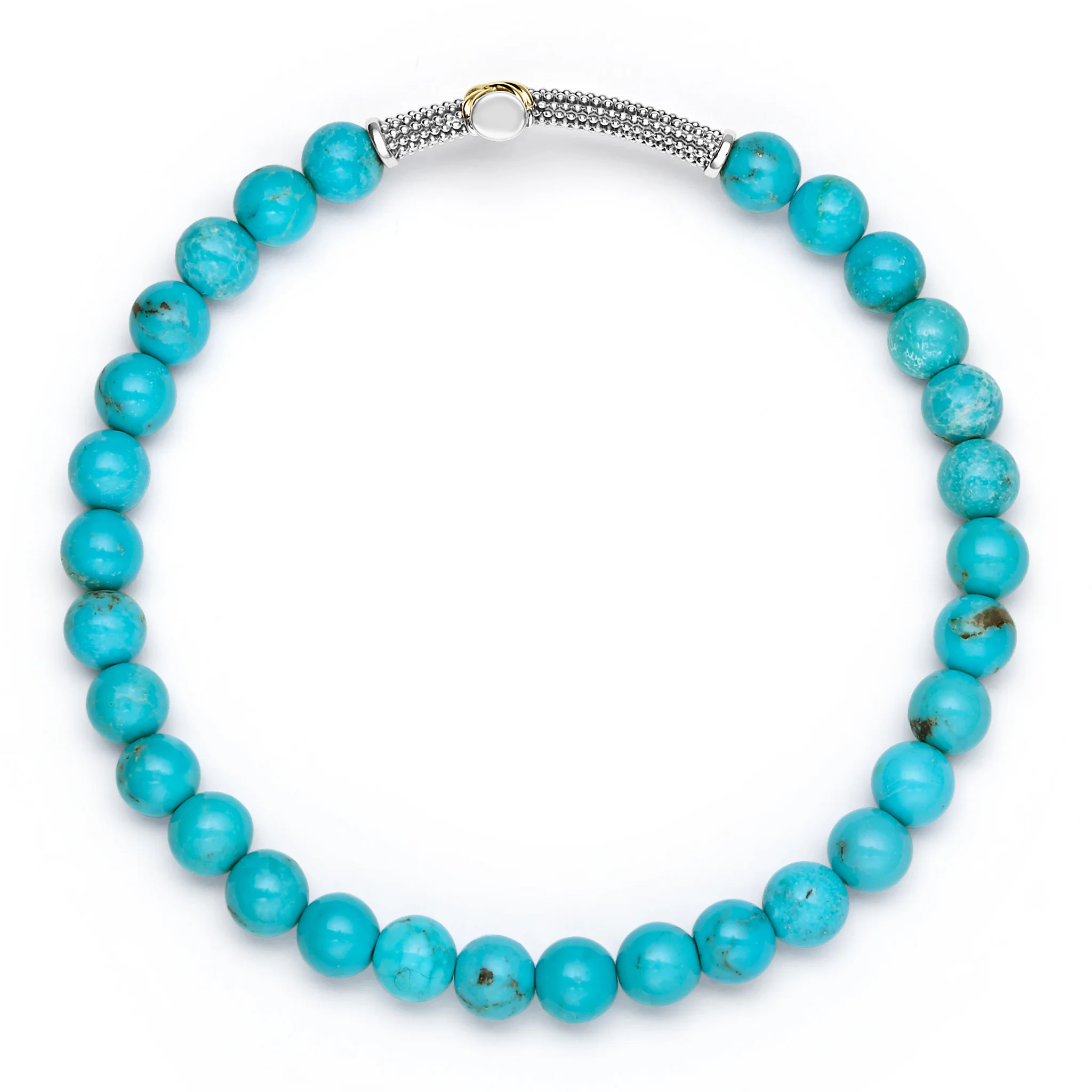 Two-Tone Turquoise Cross Stretch Bracelet - Image 3