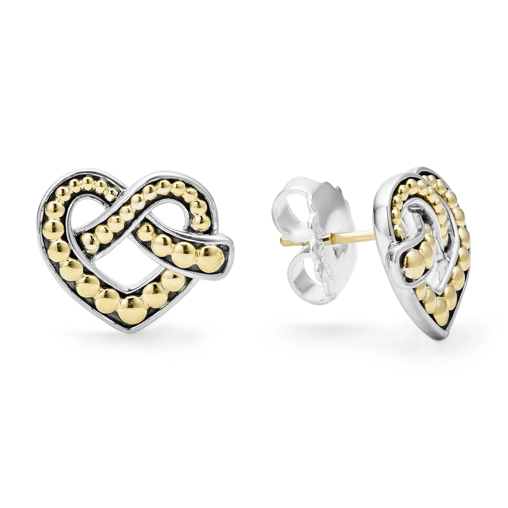 Beloved Two-Tone Heart Stud Earrings - Image 3
