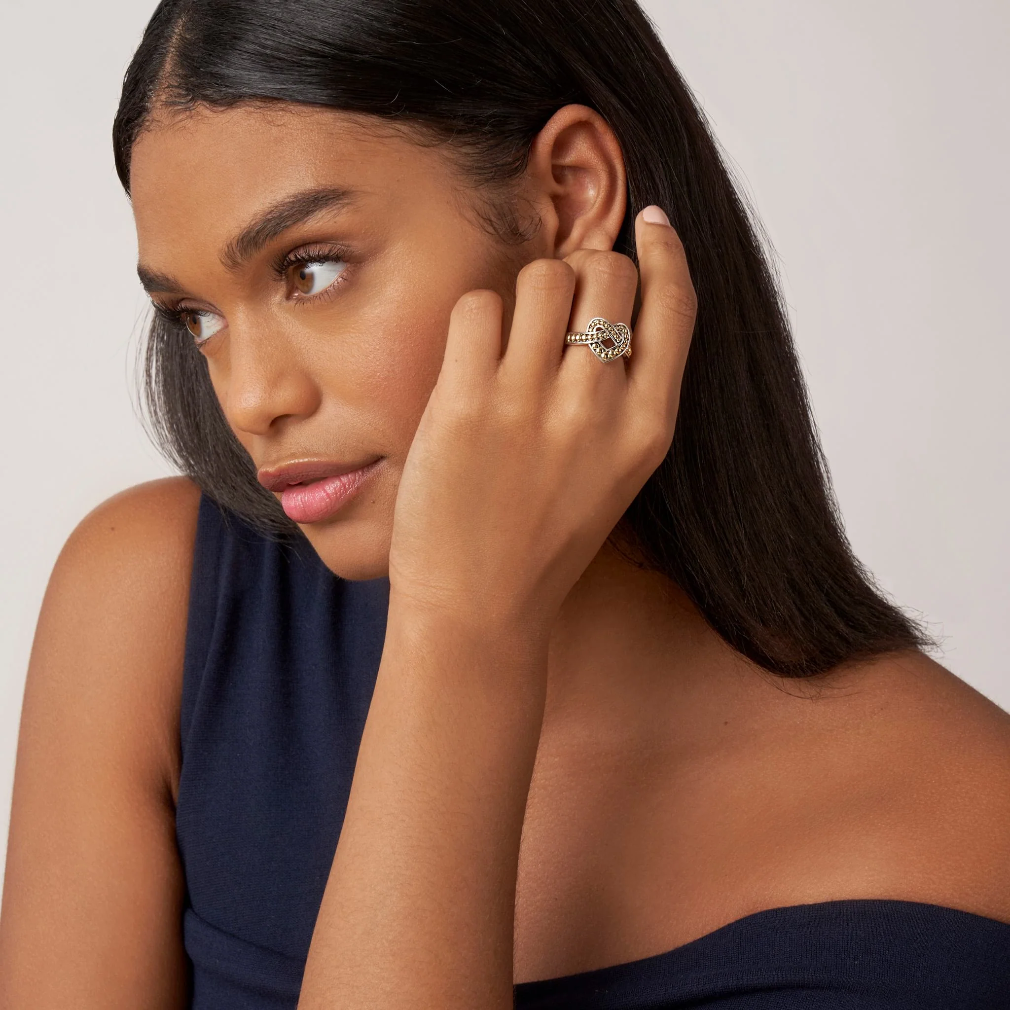 Beloved Large Two-Tone Heart Ring - Image 2