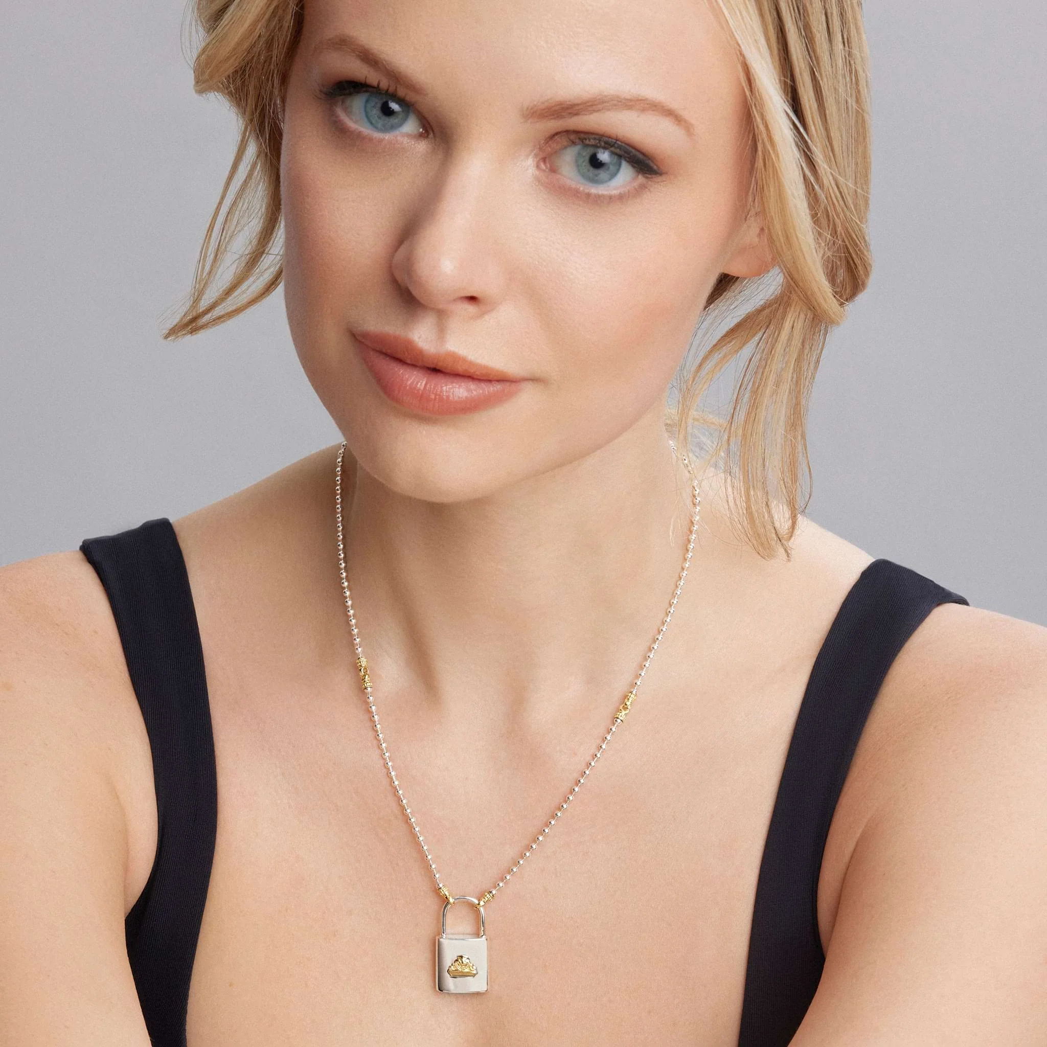 Beloved Large Two-Tone Lock Necklace - Image 2