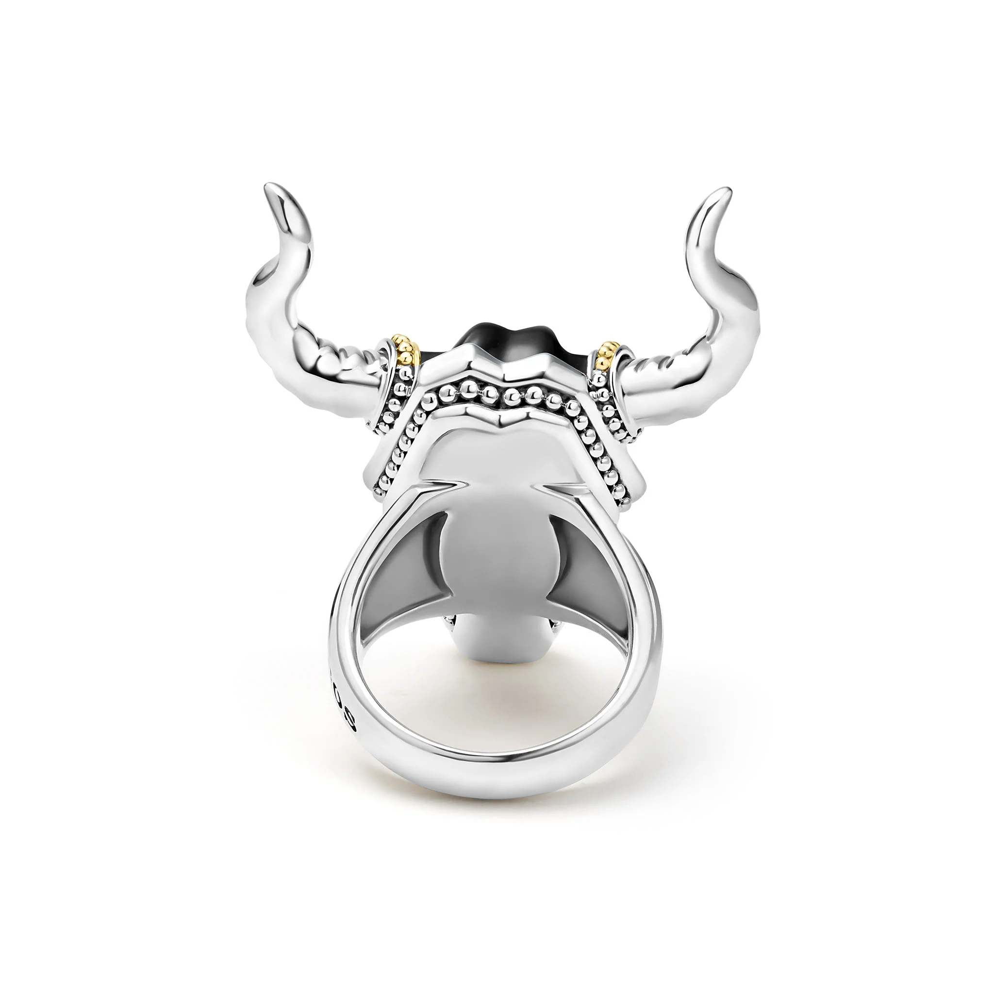 Anthem Two-Tone Black Agate Long Horn Ring - Image 5