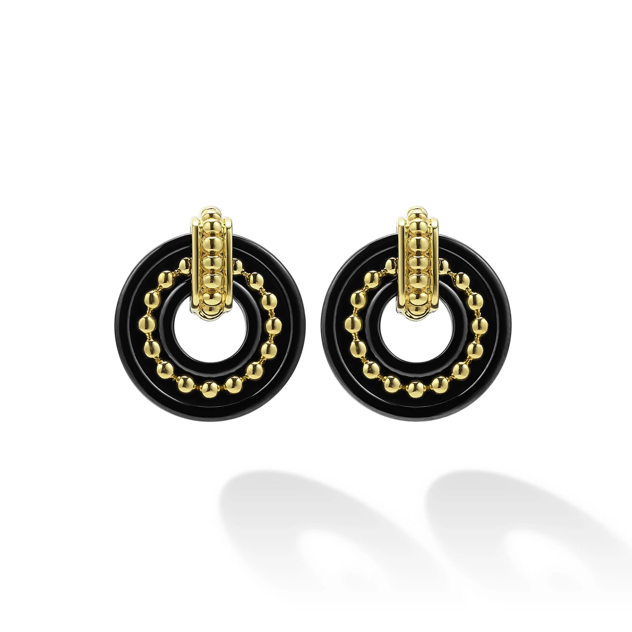 Black Caviar 18K Gold and Black Ceramic Stud Earrings - Image 4