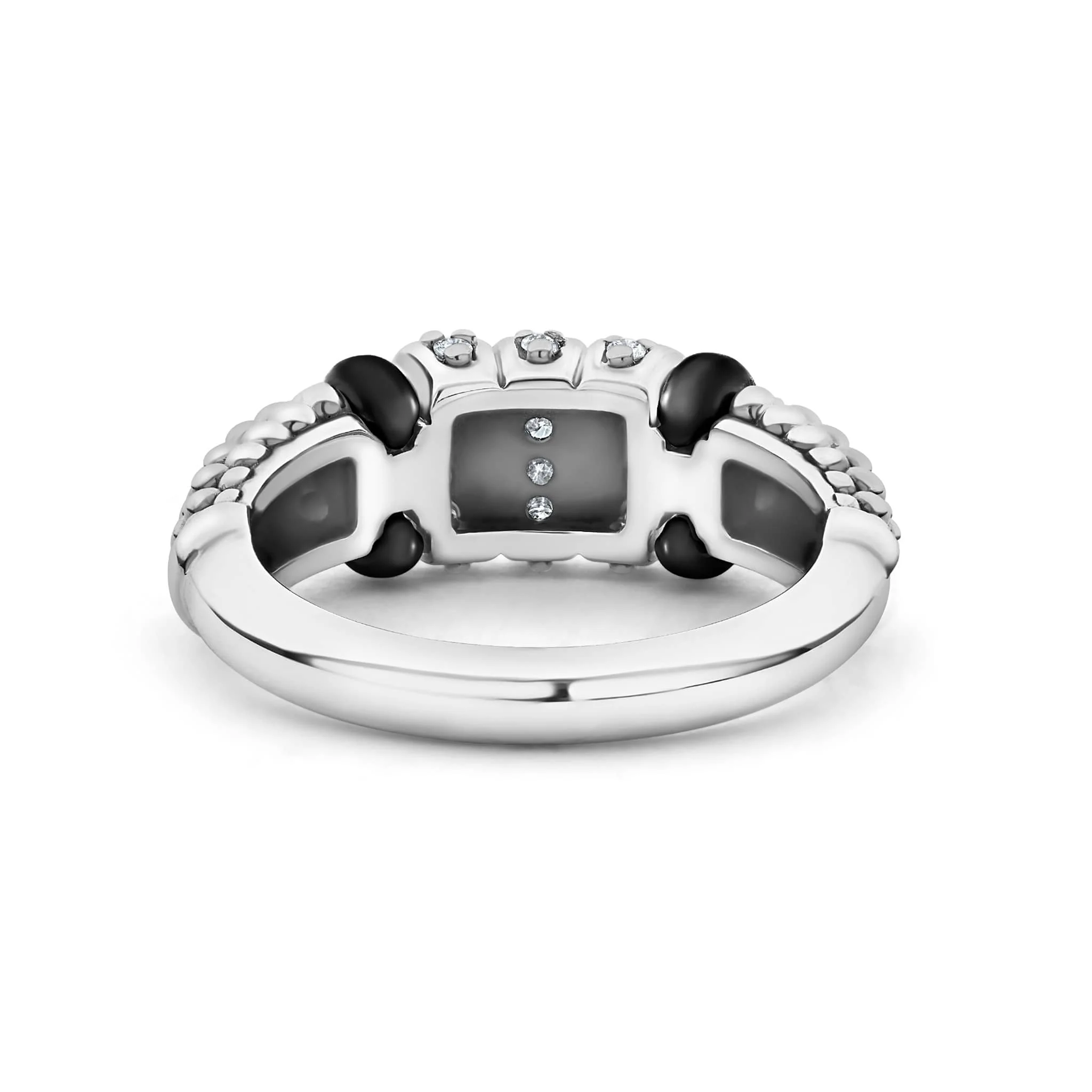 Black Caviar Three Station Diamond Ceramic Caviar Ring - Image 5