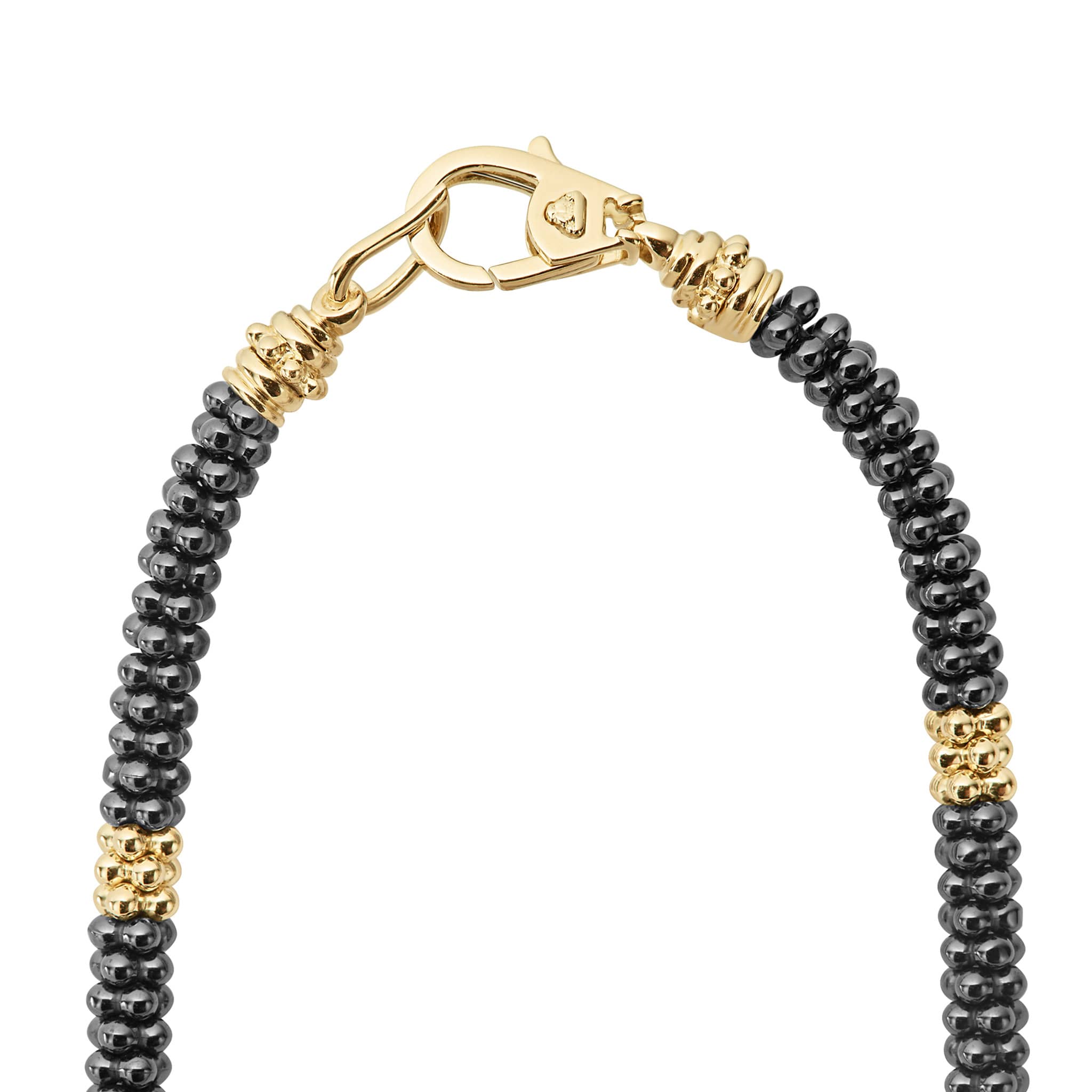 Black Caviar 18K Gold Small Station Ceramic Beaded Necklace | 5mm - Image 4