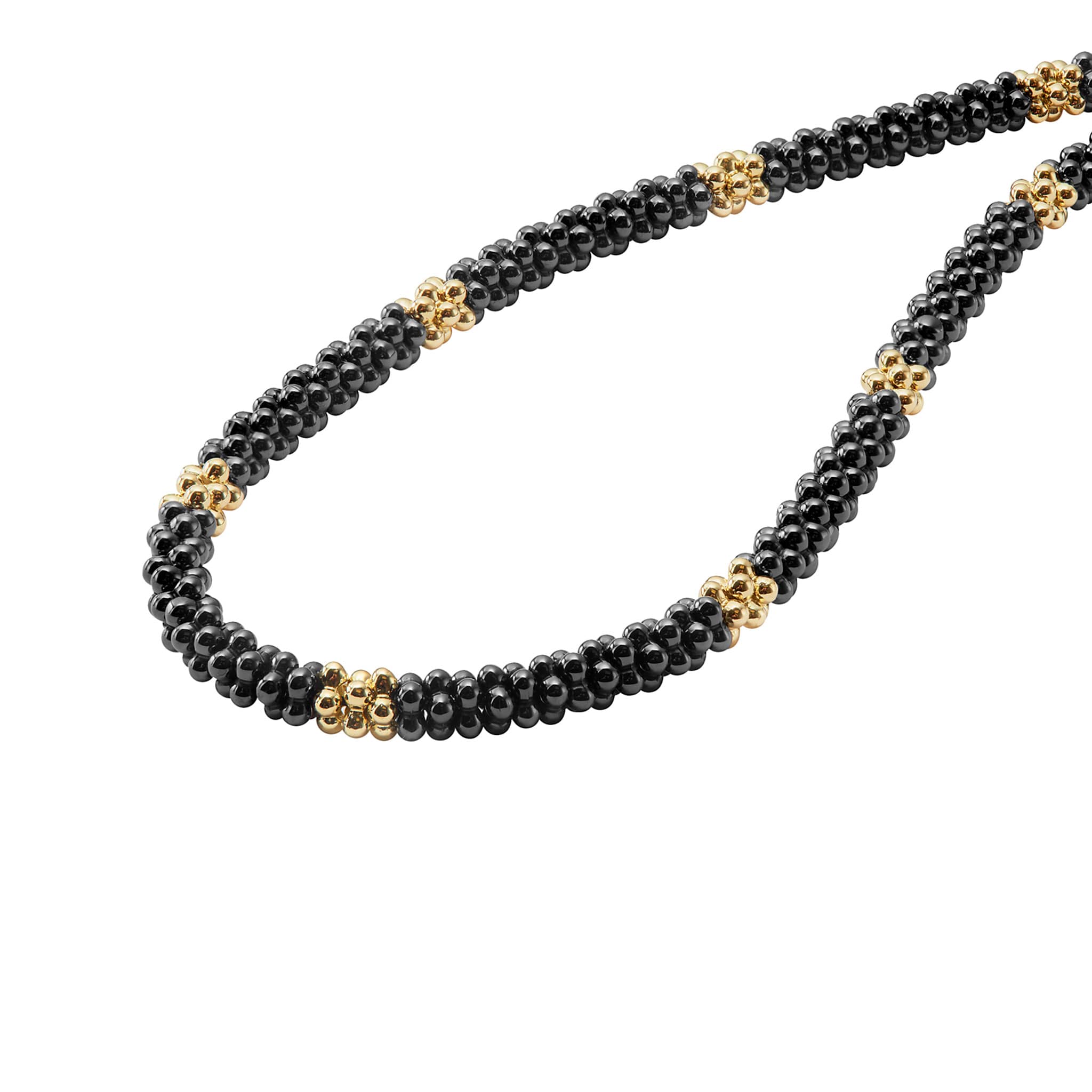 Black Caviar 18K Gold Small Station Ceramic Beaded Necklace | 5mm - Image 5