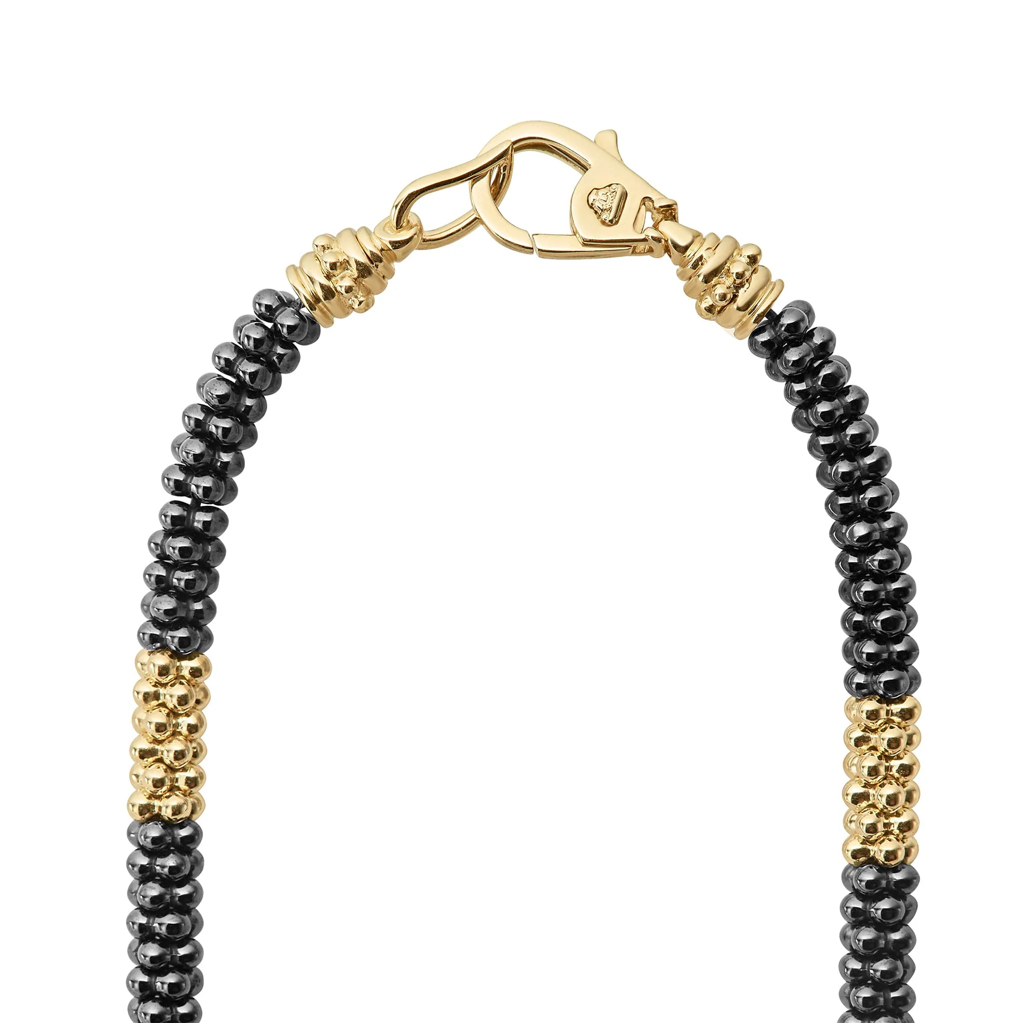 Black Caviar 18K Gold Large Station Ceramic Beaded Necklace | 5mm - Image 4