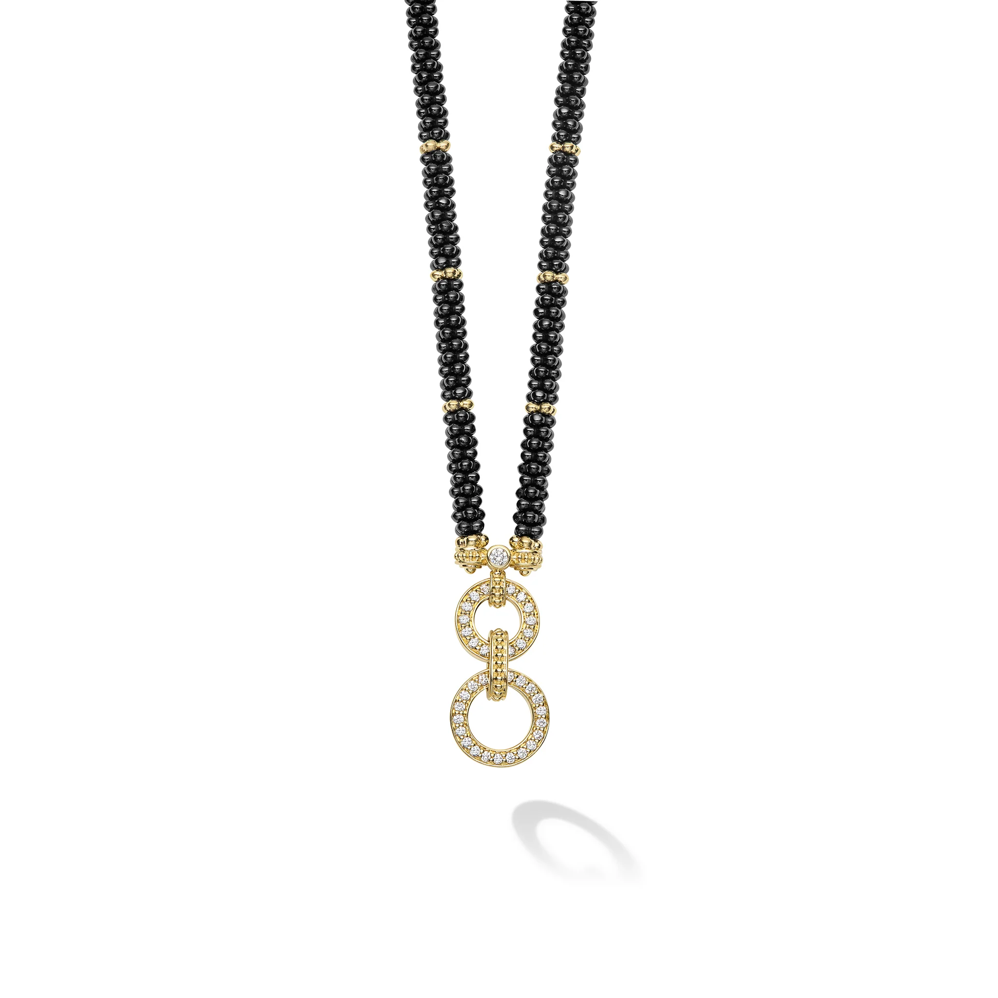 Black Caviar 18K Gold and Black Ceramic Circle Rope Necklace