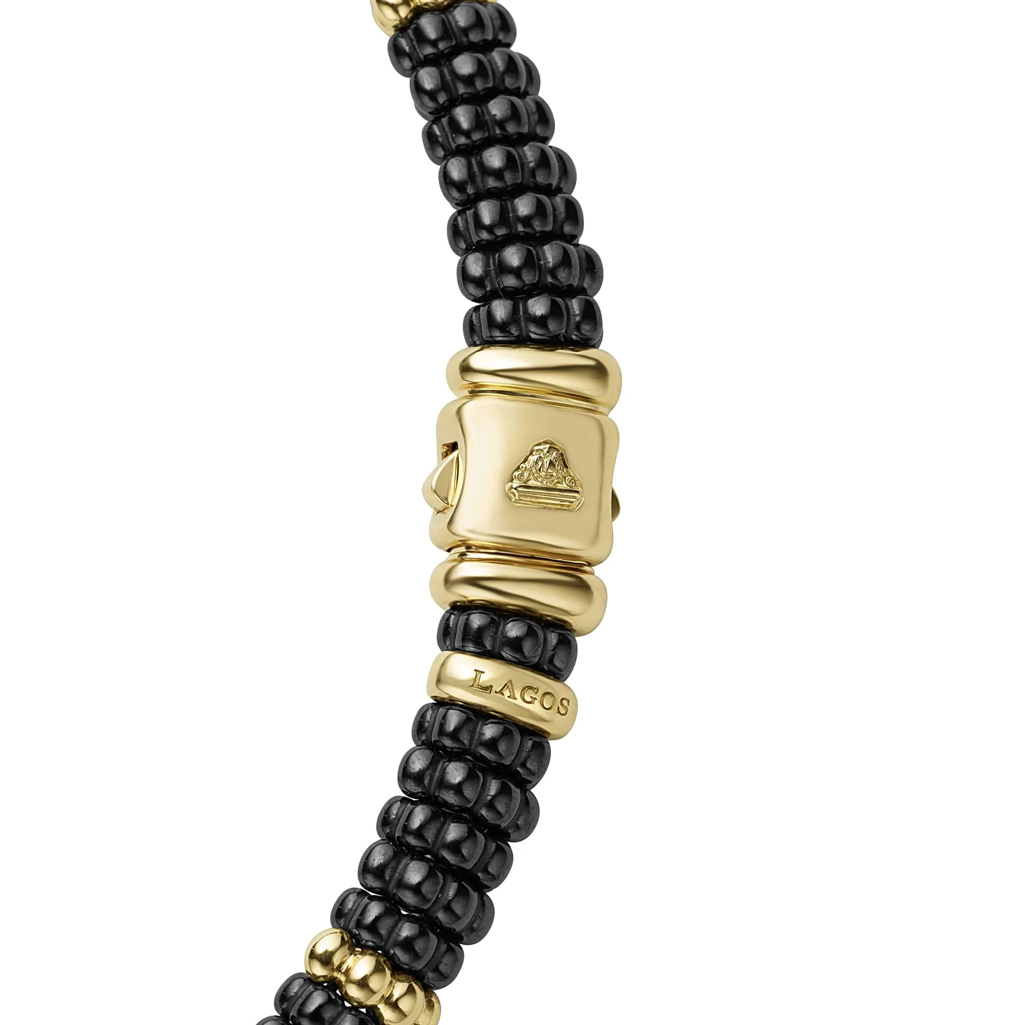 Black Caviar 18K Gold Single Station Ceramic Beaded Necklace | 9mm - Image 4