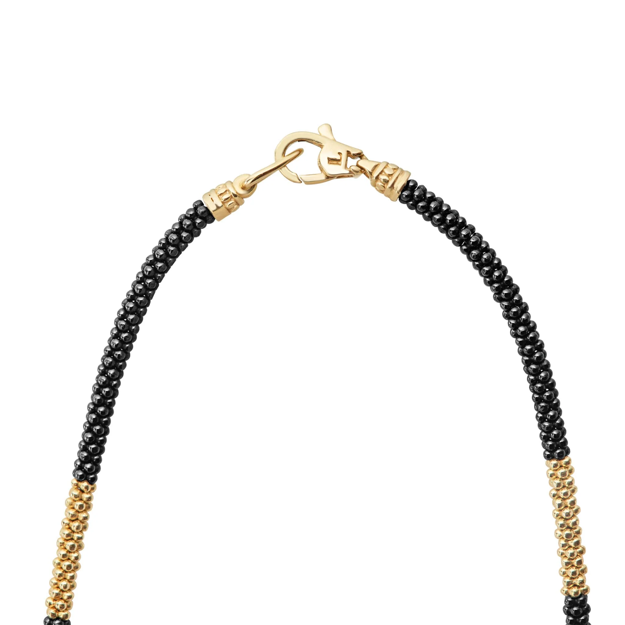 Black Caviar 18K Gold Large Station Ceramic Beaded Necklace | 3mm - Image 4