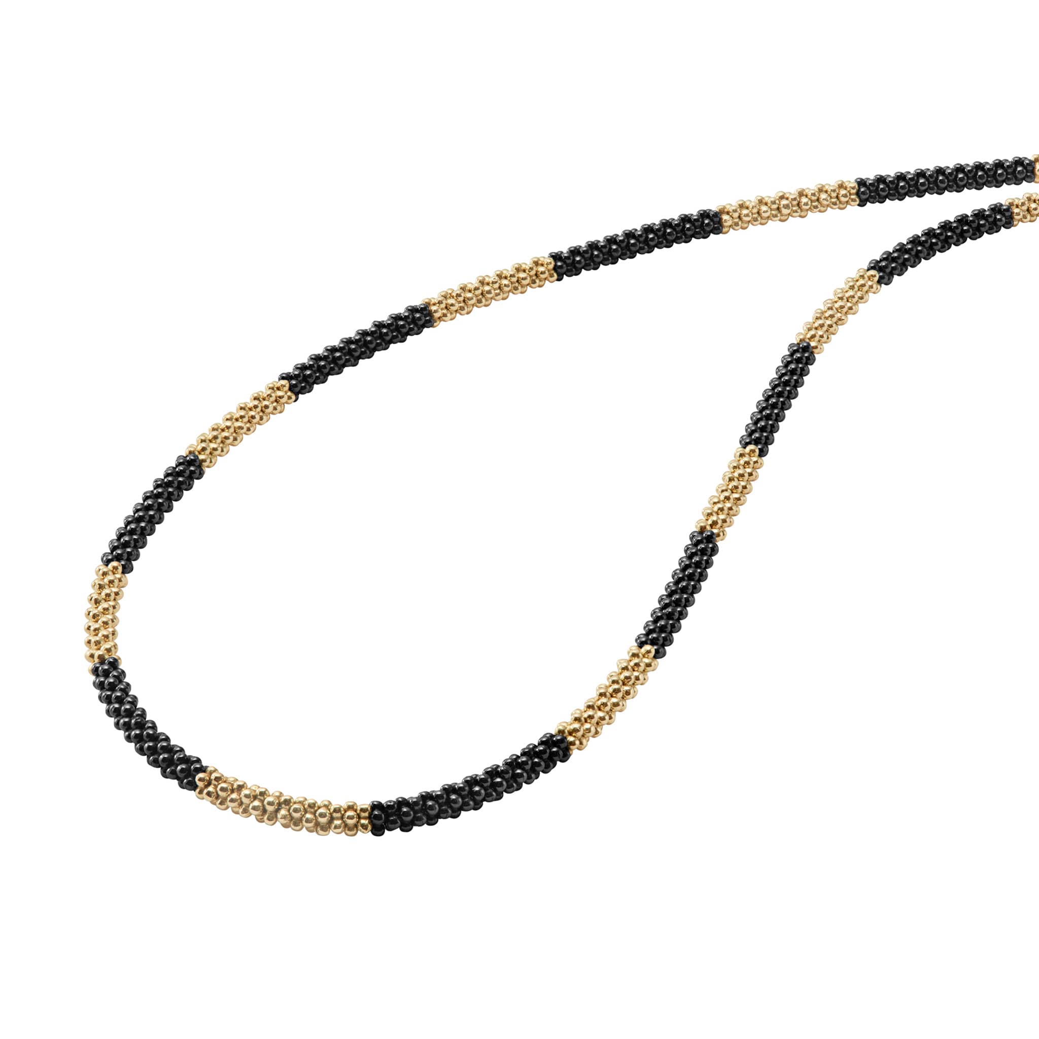Black Caviar 18K Gold Large Station Ceramic Beaded Necklace | 3mm - Image 5