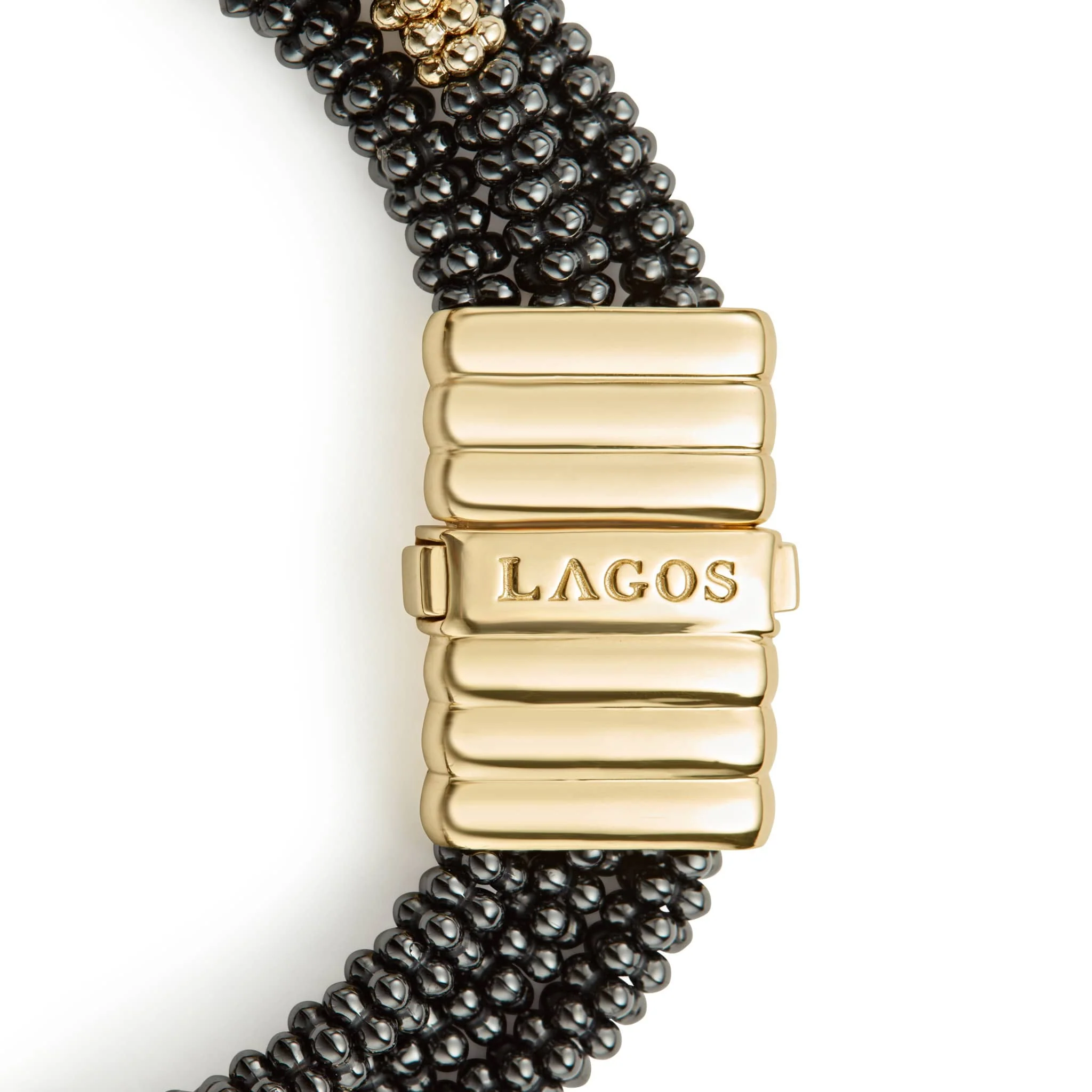Black Caviar Three Strand Ceramic Beaded Bracelet - Image 3
