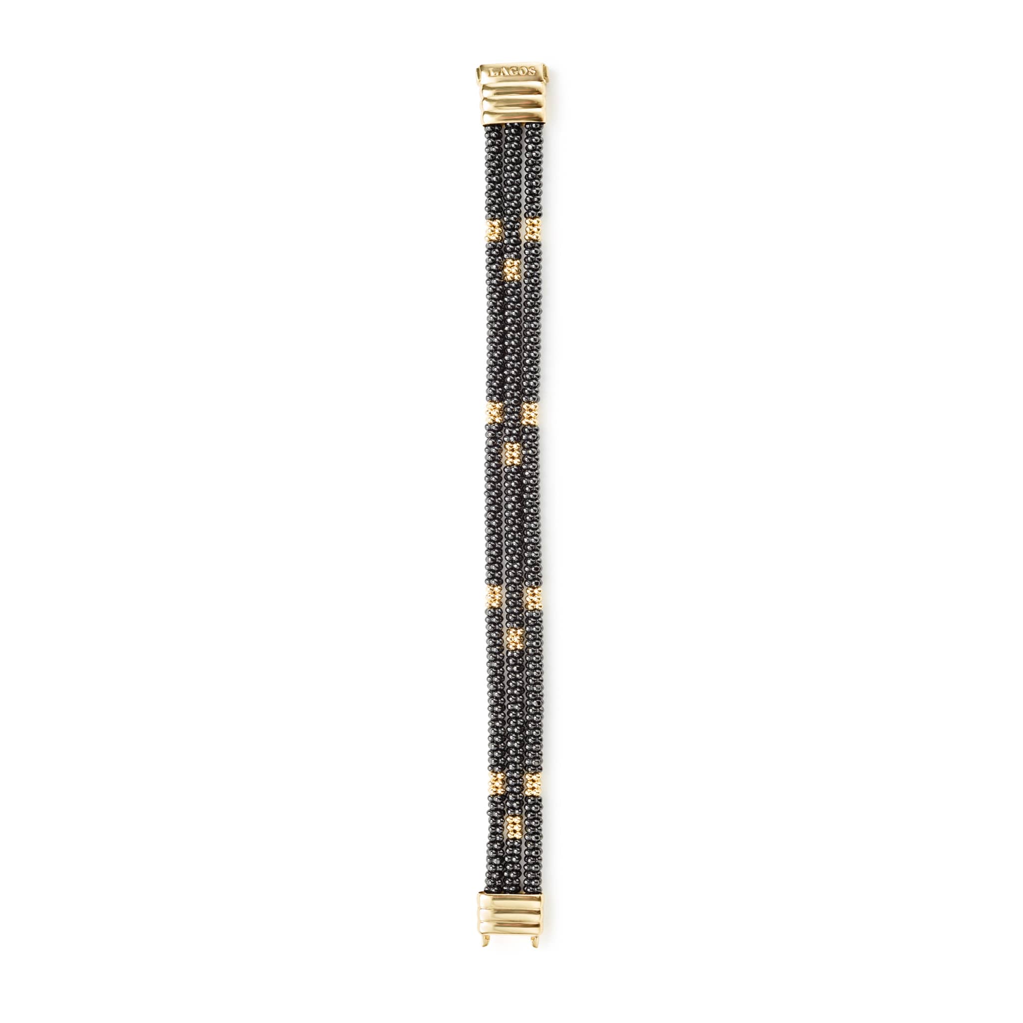 Black Caviar Three Strand Ceramic Beaded Bracelet - Image 5