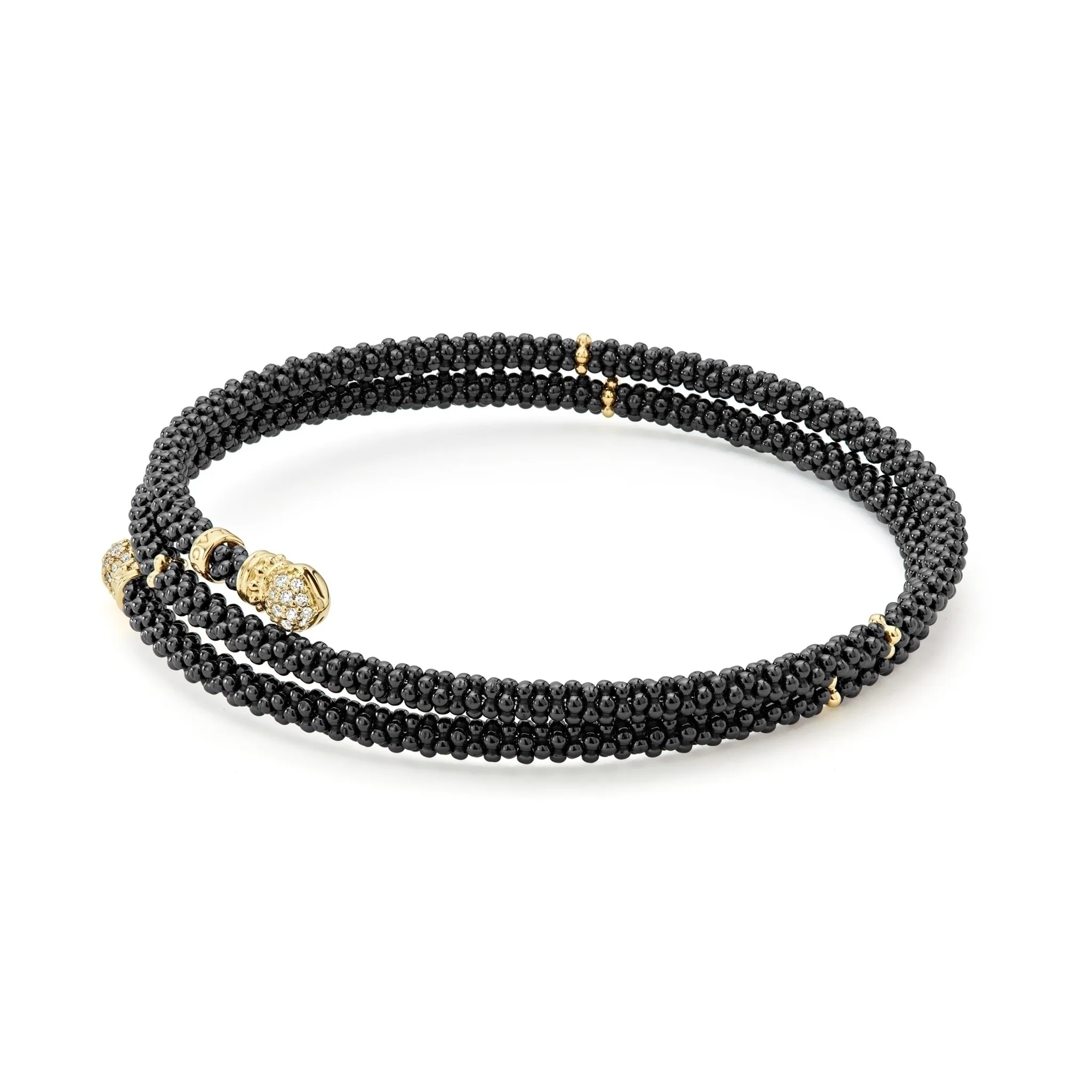 Black Caviar Ceramic Wrap Diamond Bracelet | 3mm - Image 4