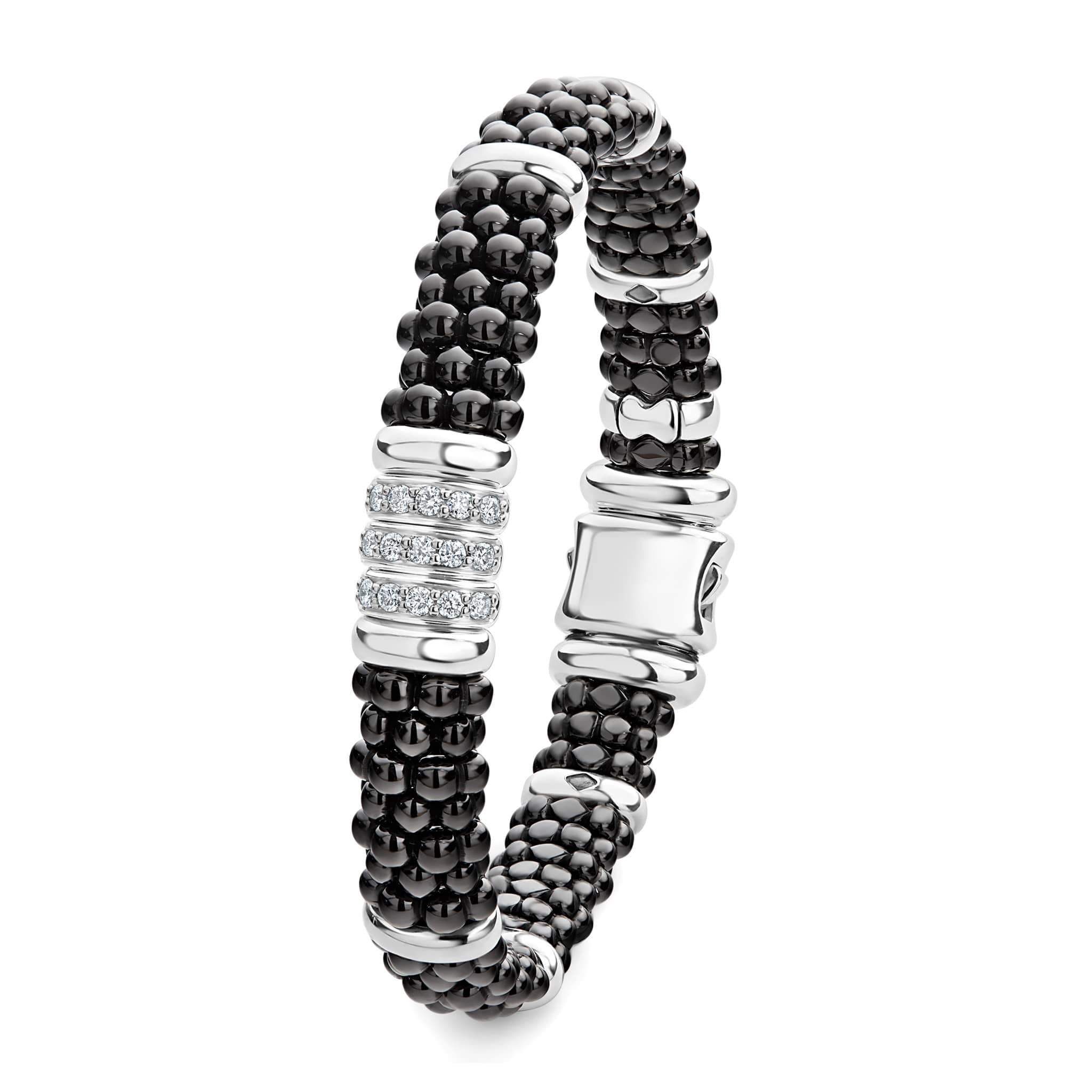 Black Caviar Three Station Ceramic Diamond Bracelet | 9mm - Image 3
