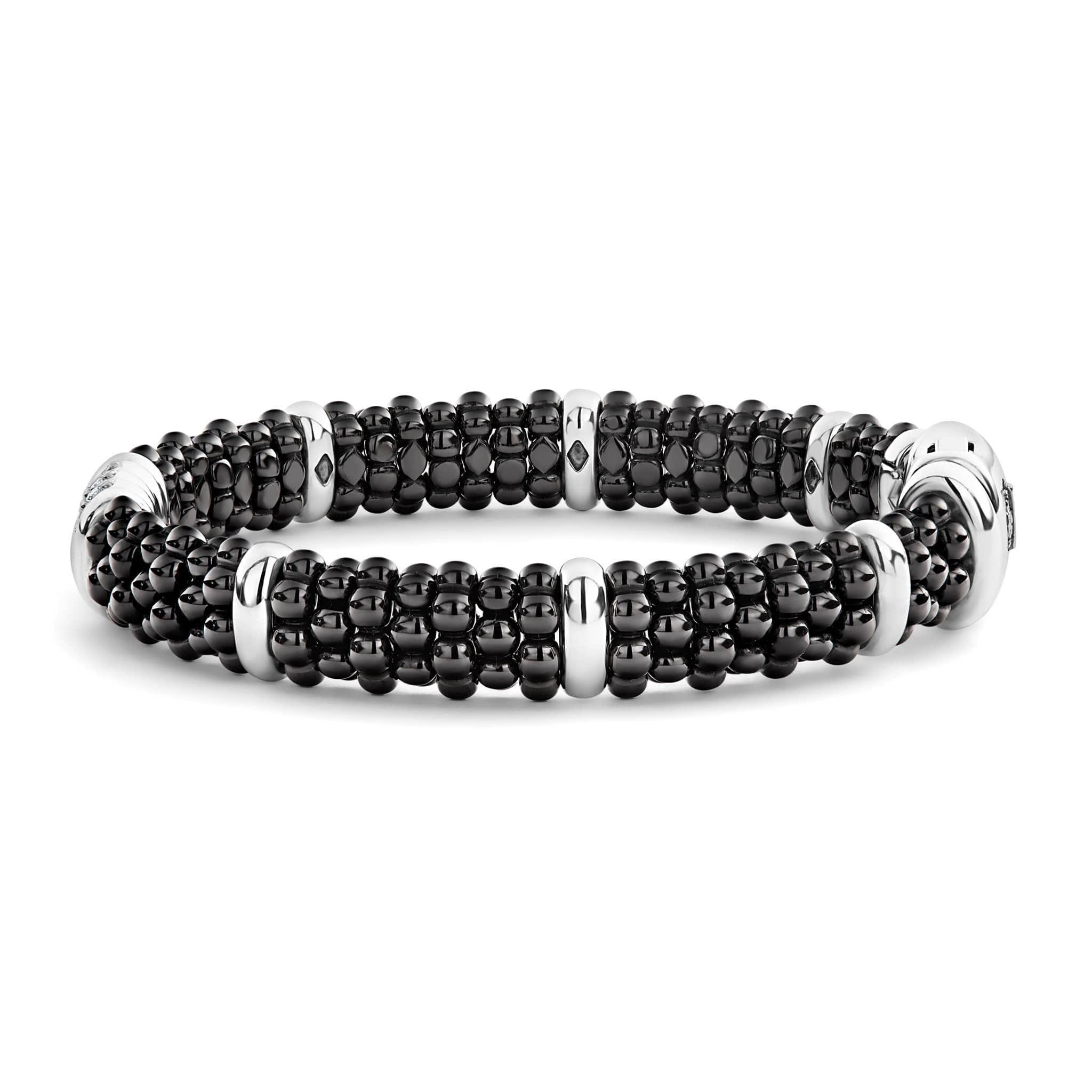 Black Caviar Three Station Ceramic Diamond Bracelet | 9mm - Image 4
