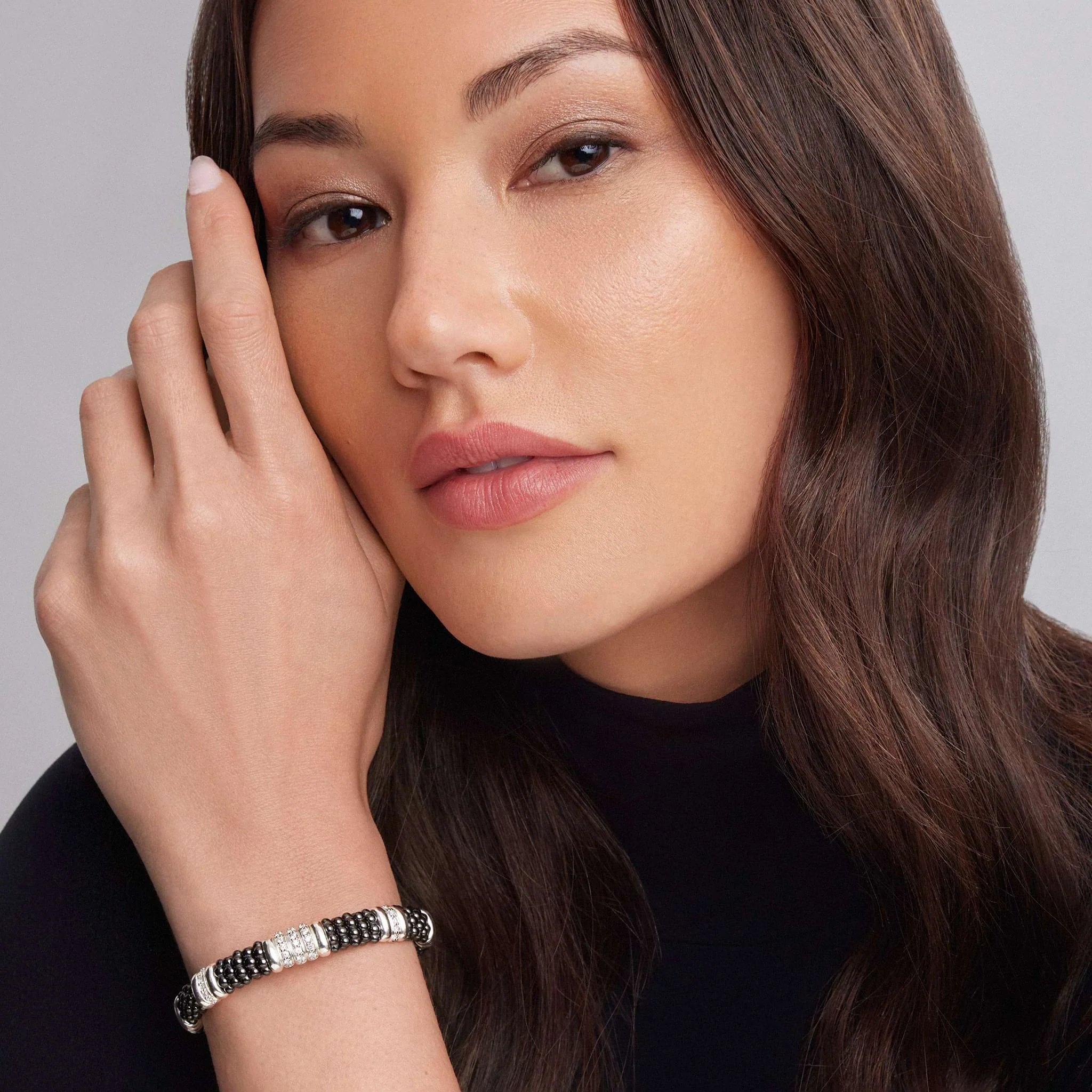 Black Caviar Five Station Ceramic Diamond Bracelet | 9mm - Image 2