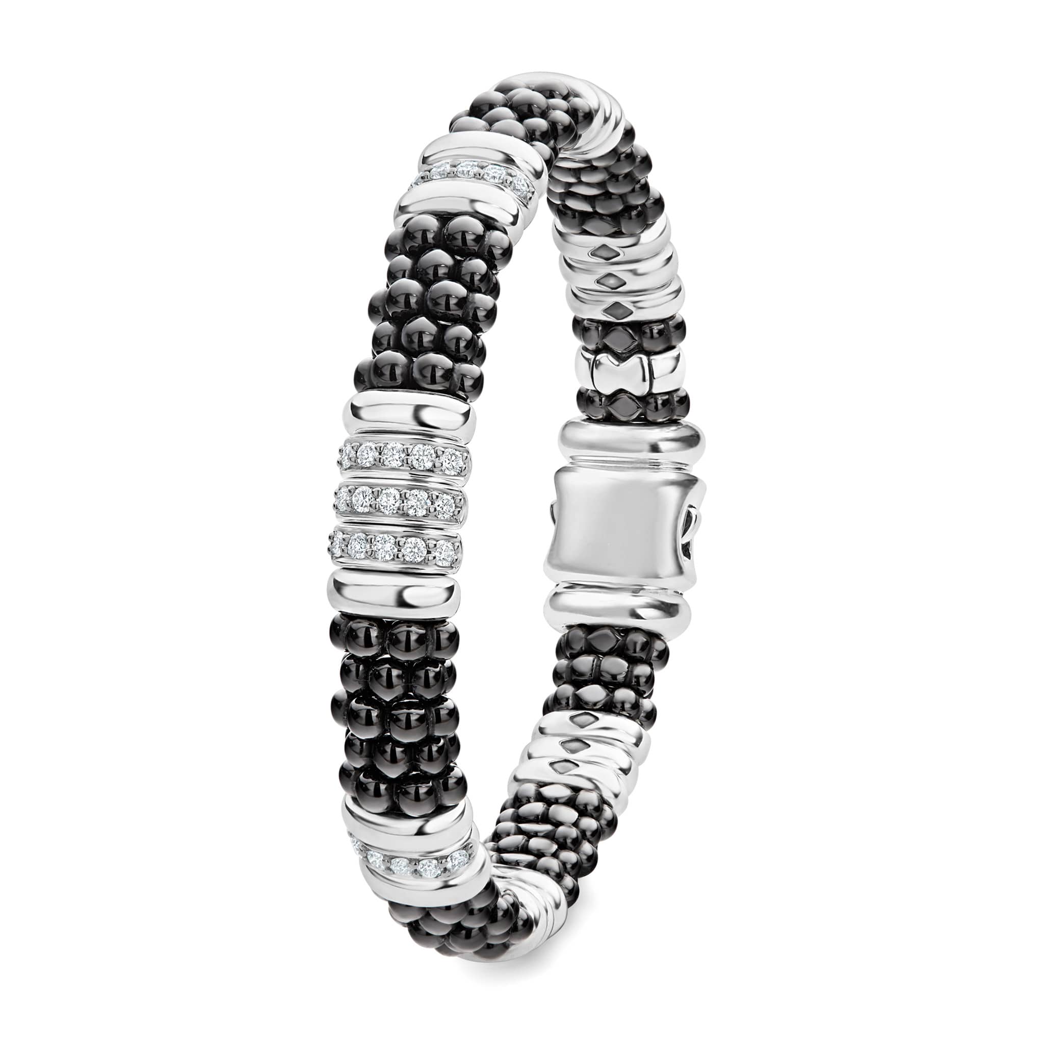 Black Caviar Five Station Ceramic Diamond Bracelet | 9mm - Image 3