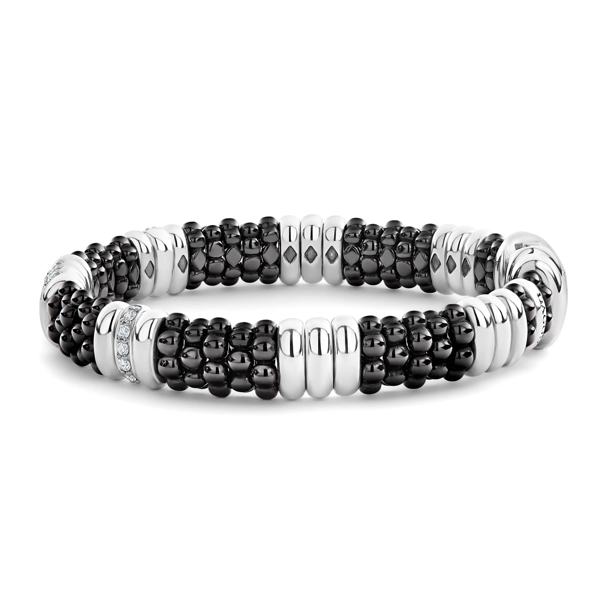 Black Caviar Five Station Ceramic Diamond Bracelet | 9mm - Image 4
