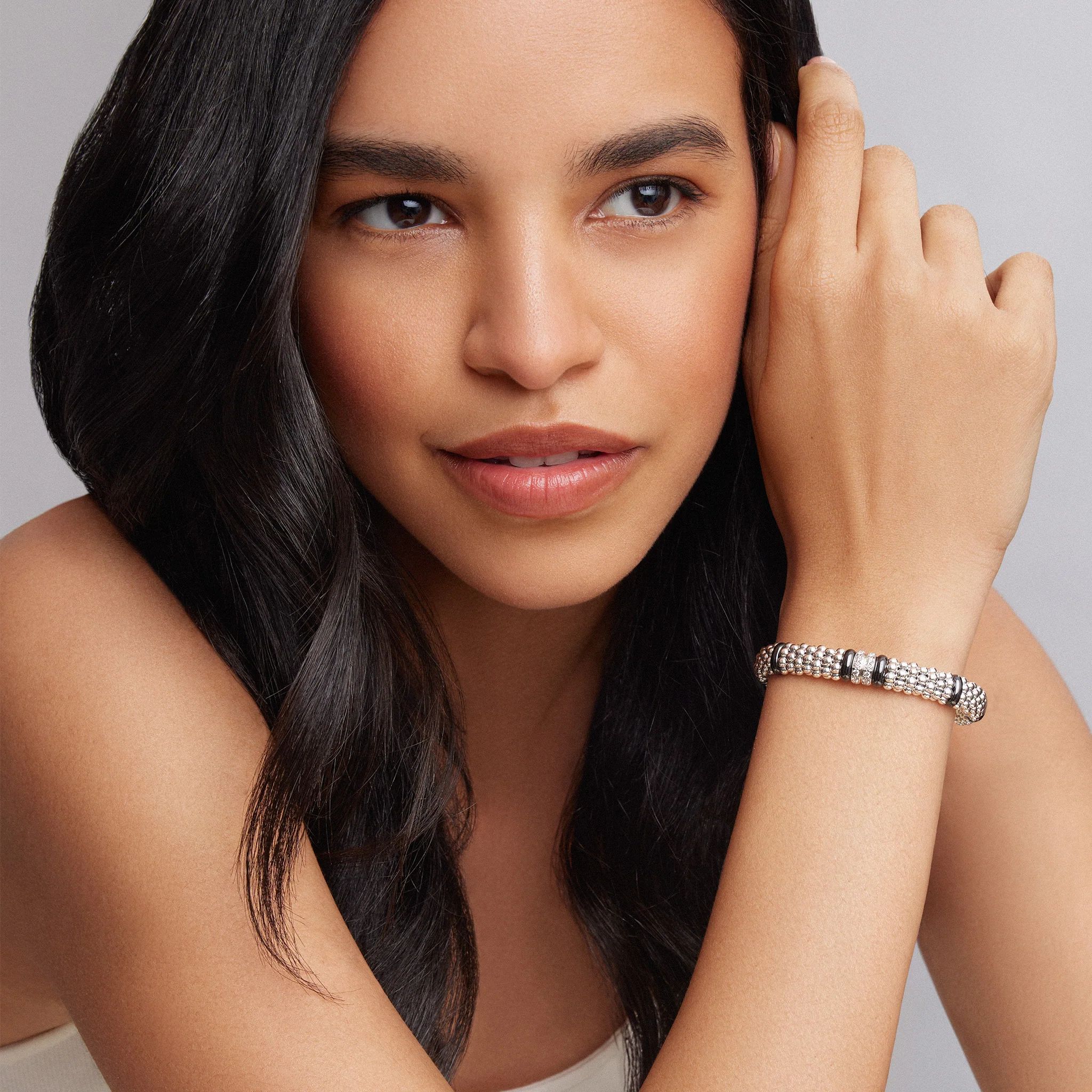 Black Caviar Double Station Diamond Caviar Bracelet | 9mm - Image 2
