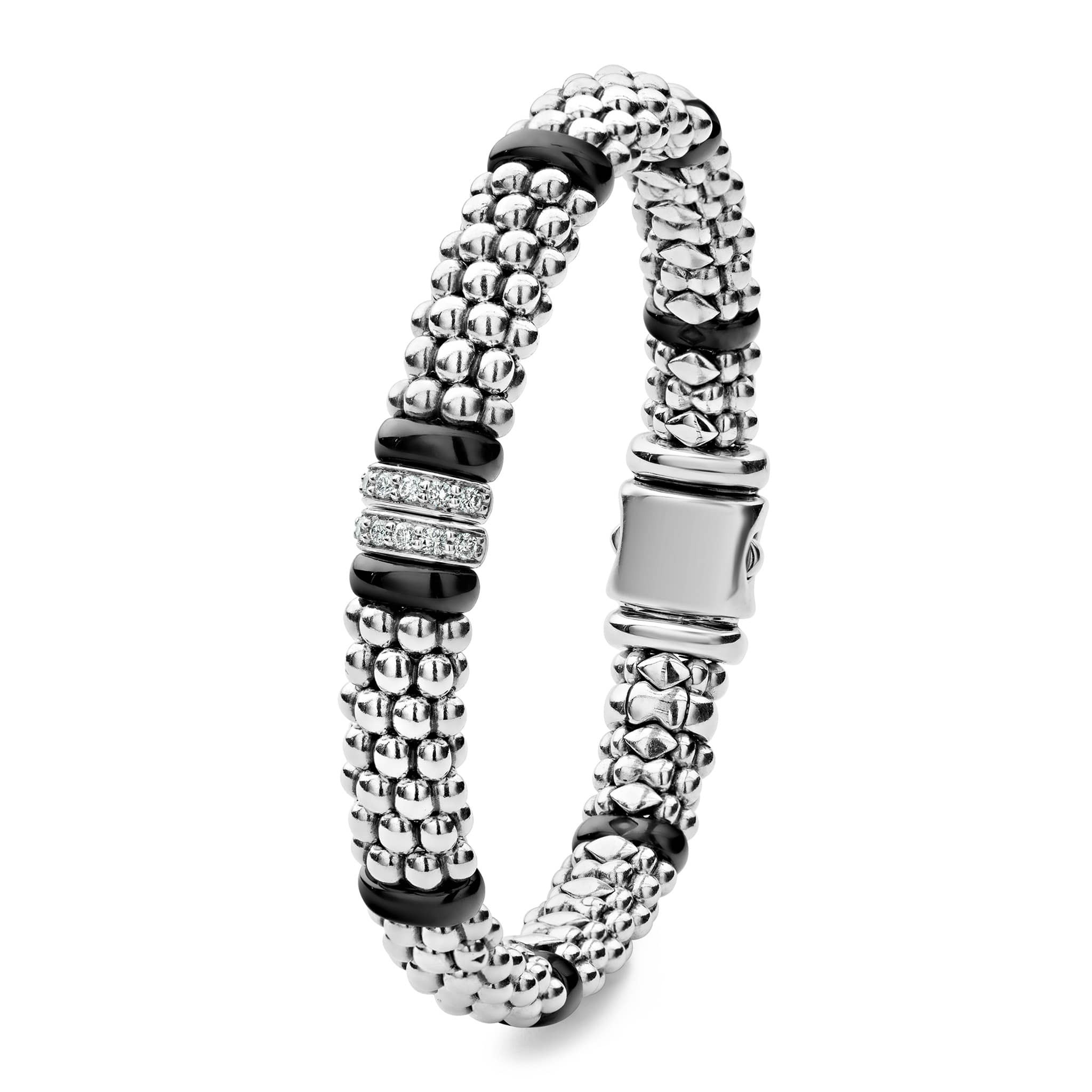 Black Caviar Double Station Diamond Caviar Bracelet | 9mm - Image 3