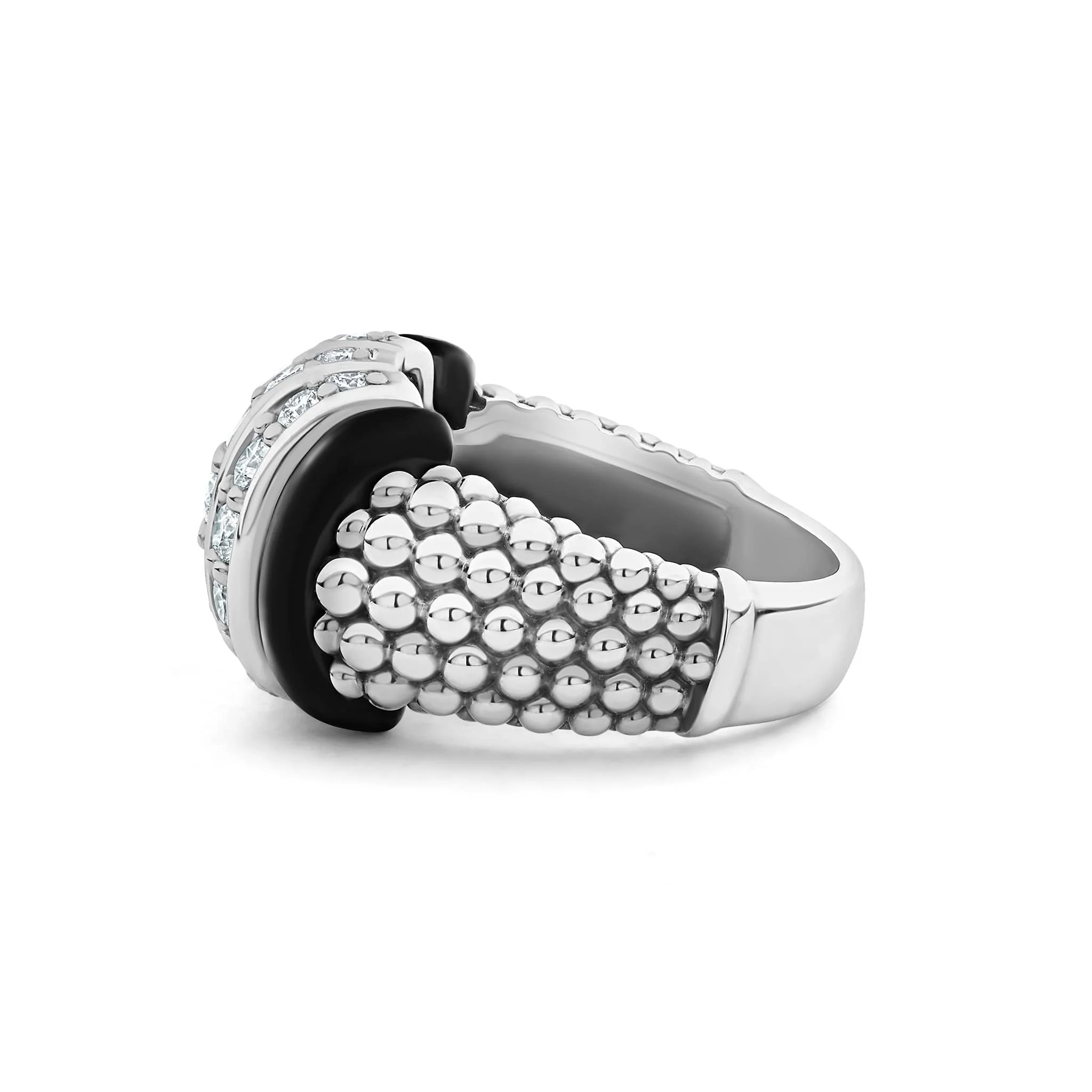 Black Caviar Black Three Station Ceramic Caviar Diamond Ring - Image 4
