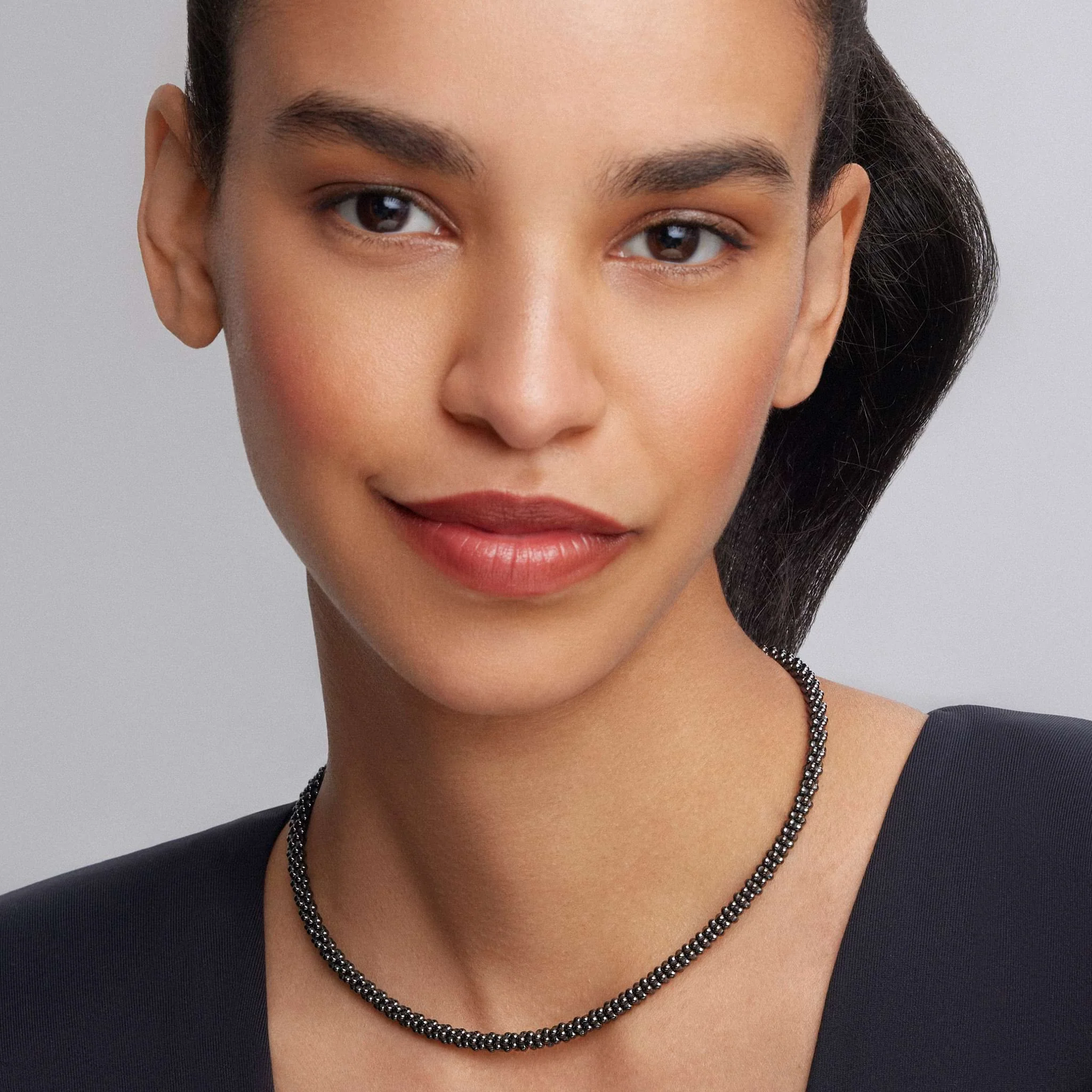 Black Caviar Black Ceramic Beaded Necklace | 5mm - Image 2