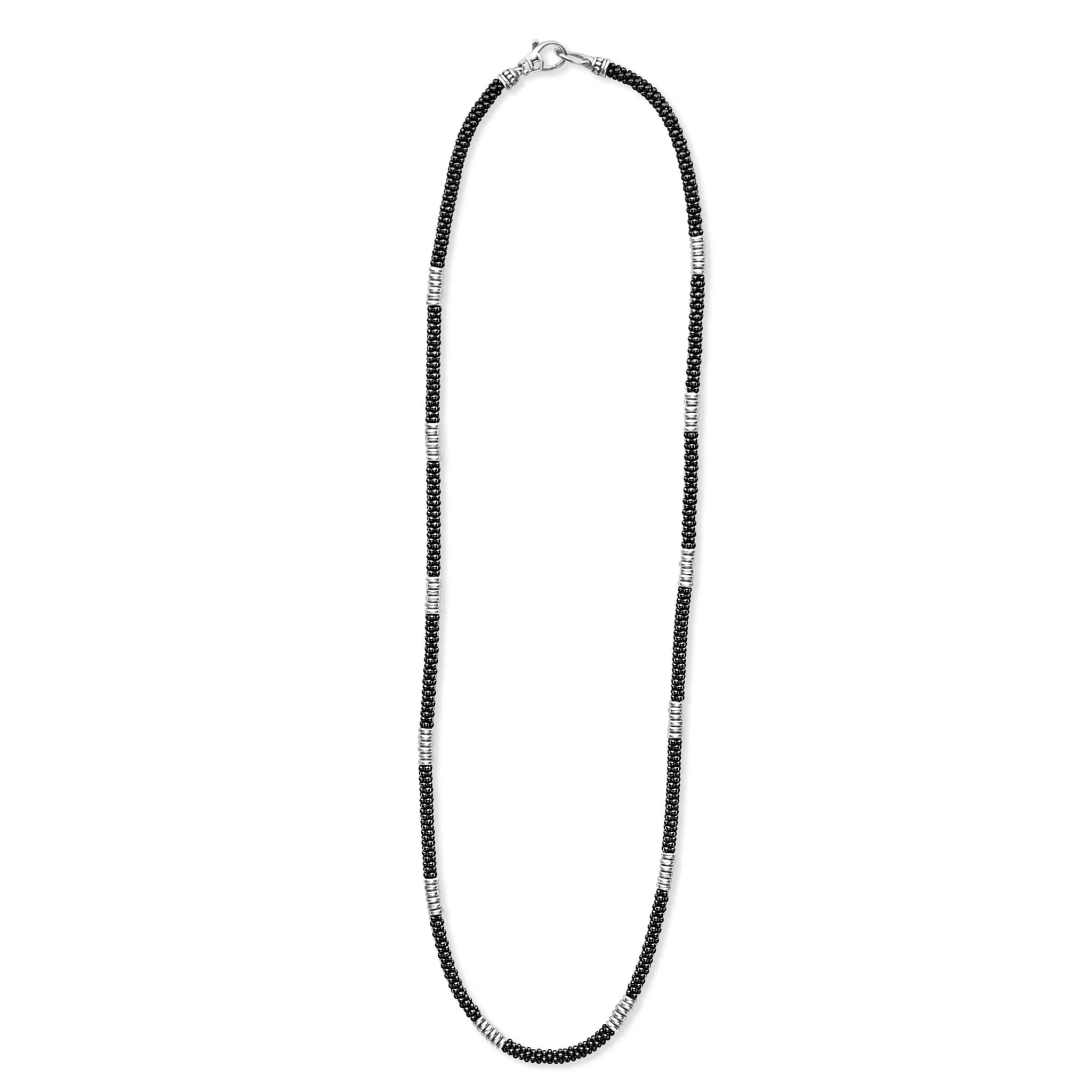 Black Caviar Black Silver Station Ceramic Beaded Necklace - Image 3