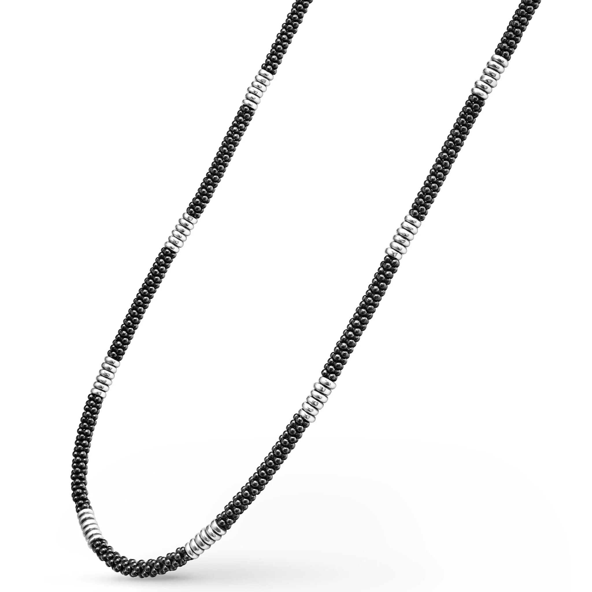 Black Caviar Black Silver Station Ceramic Beaded Necklace - Image 4