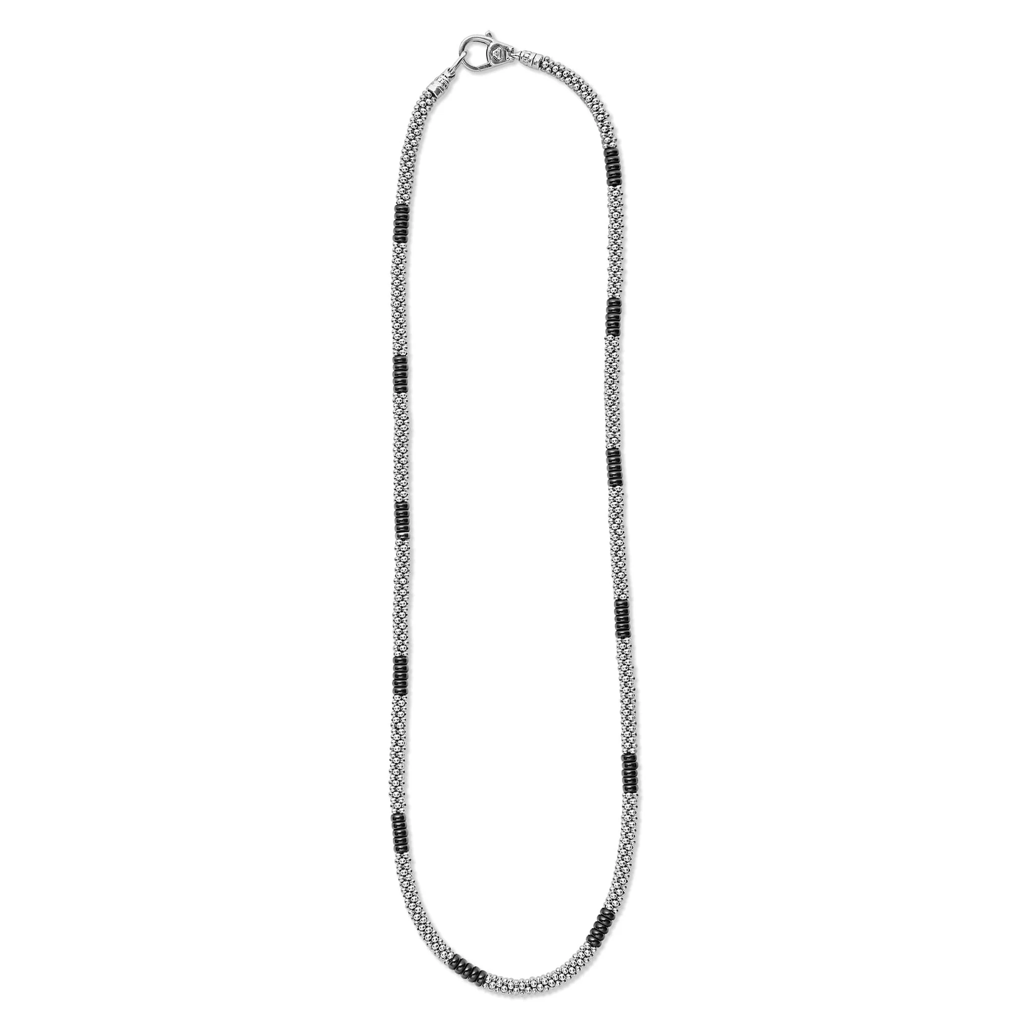 Black Caviar Black Silver Station Ceramic Beaded Necklace - Image 3