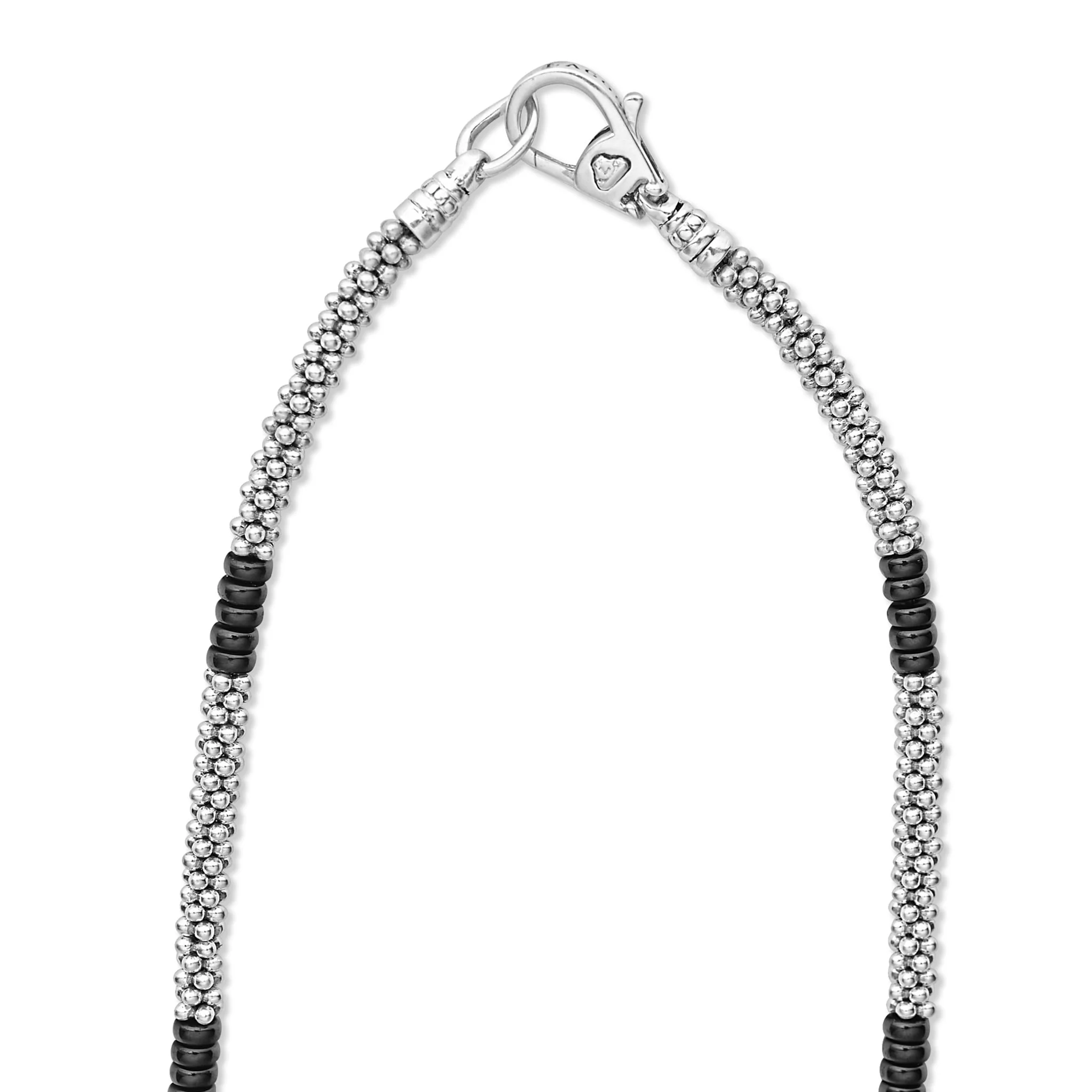 Black Caviar Black Silver Station Ceramic Beaded Necklace - Image 5