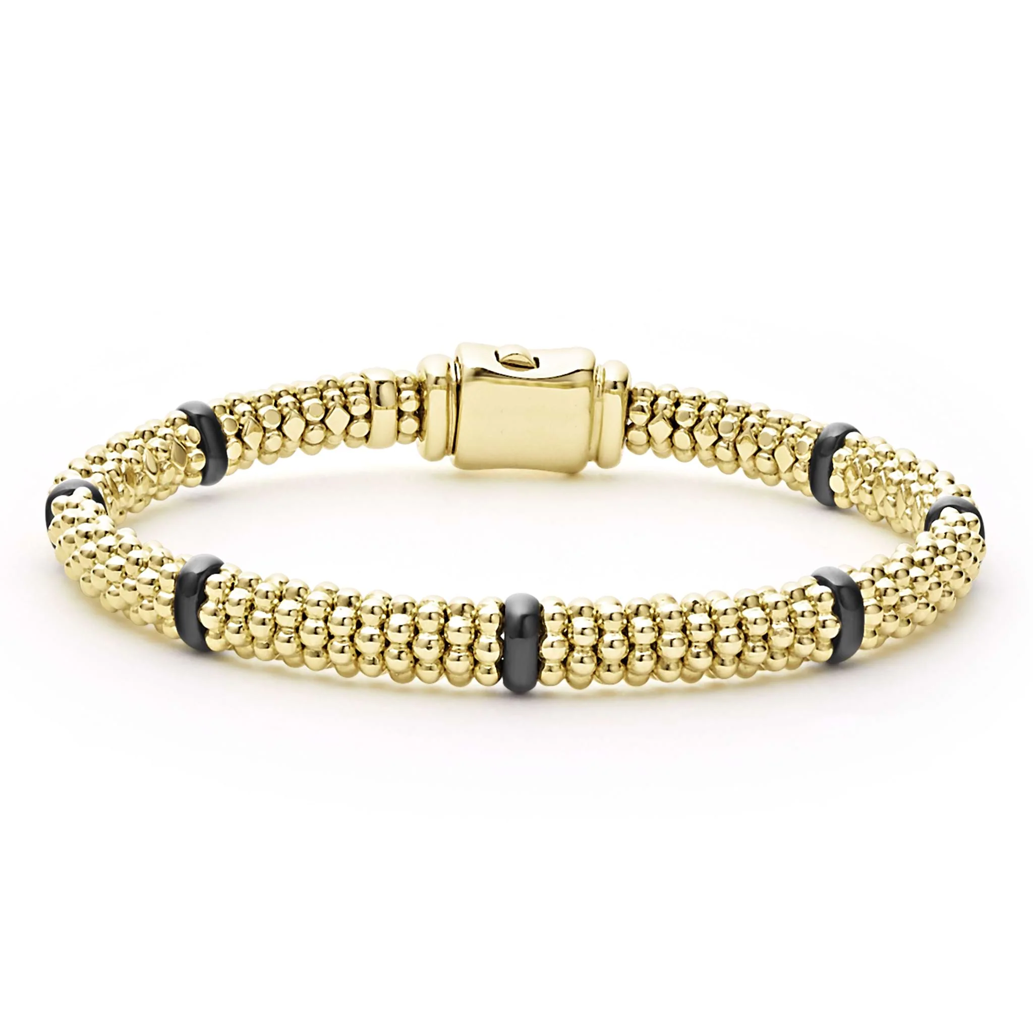 Black Caviar Black Ceramic & 18K Gold Caviar Bracelet | 6mm