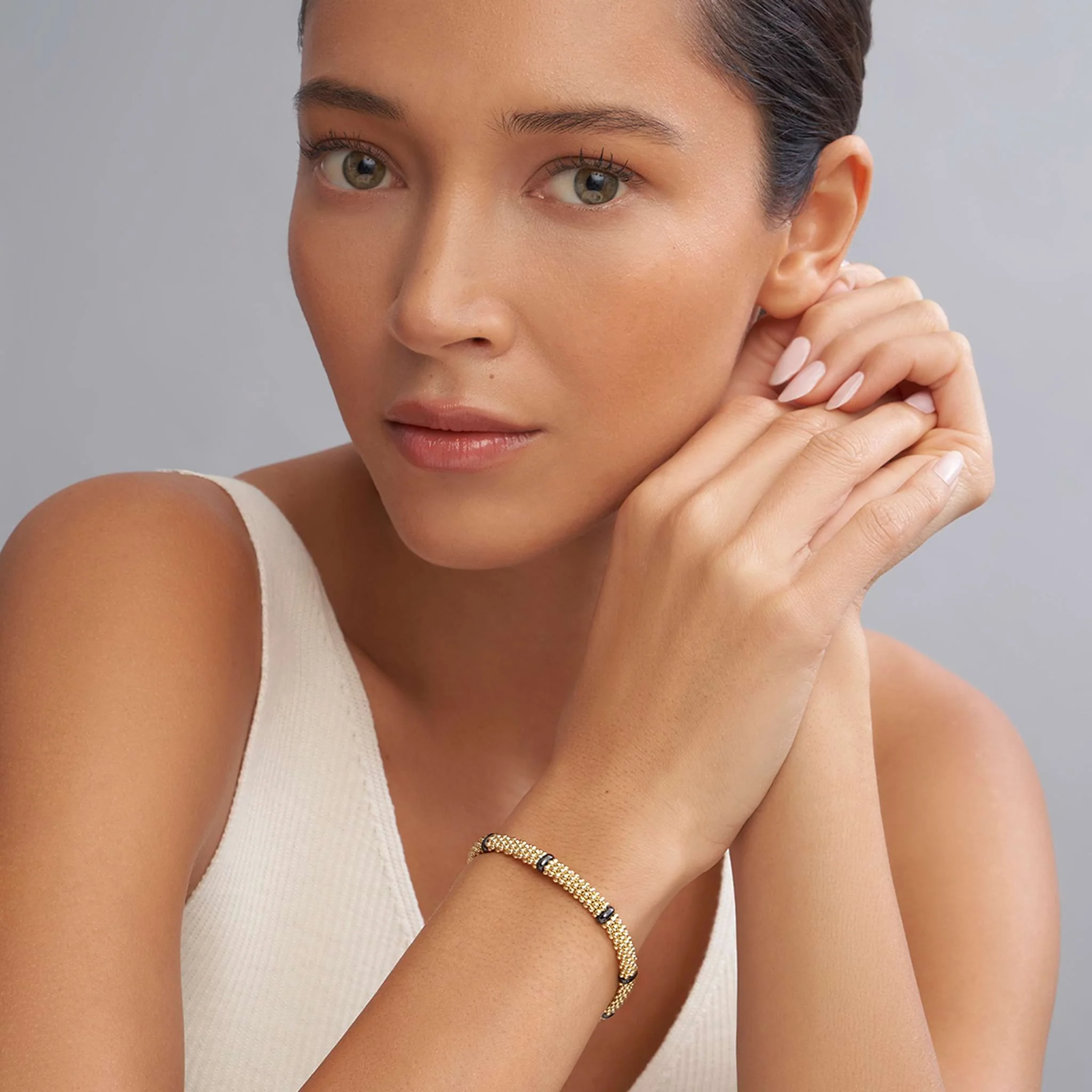 Black Caviar Black Ceramic & 18K Gold Caviar Bracelet | 6mm - Image 2