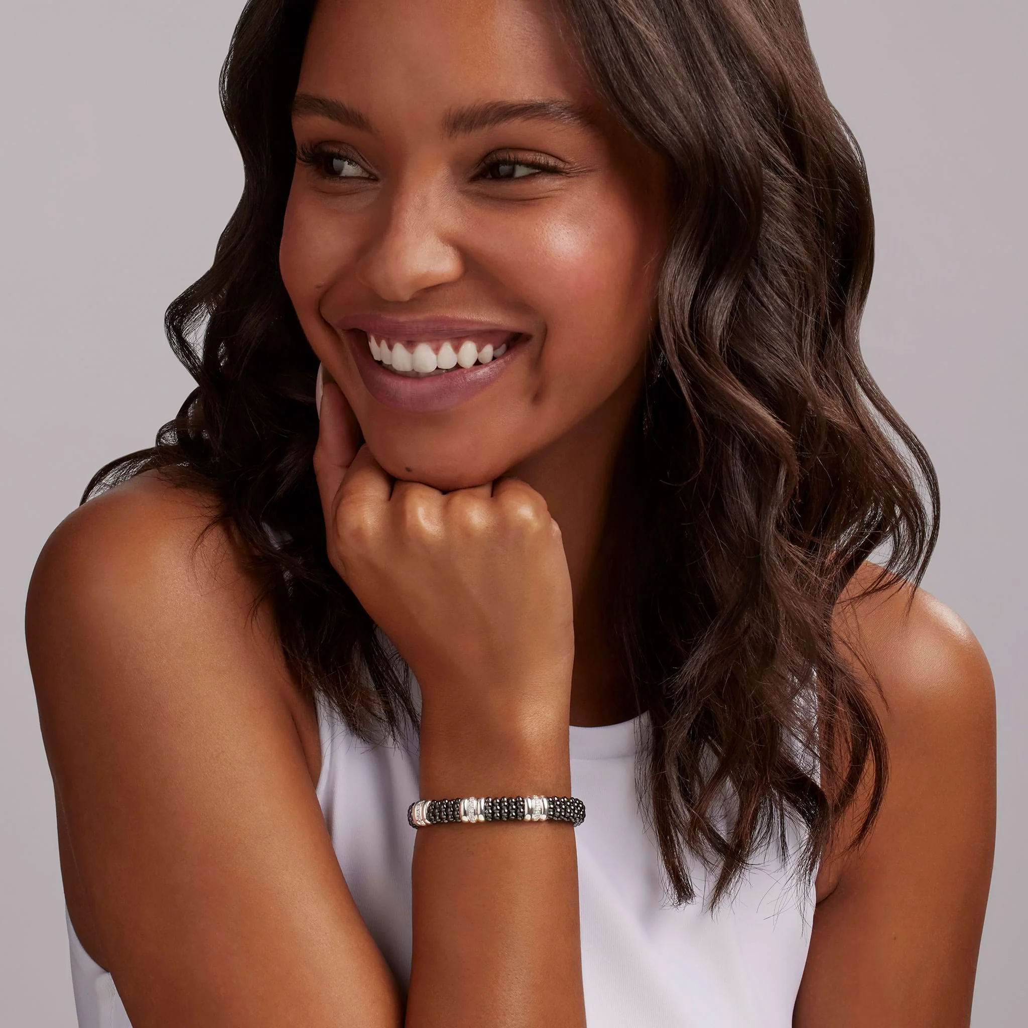 Black Caviar Black Three Station Ceramic Diamond Bracelet | 9mm - Image 2