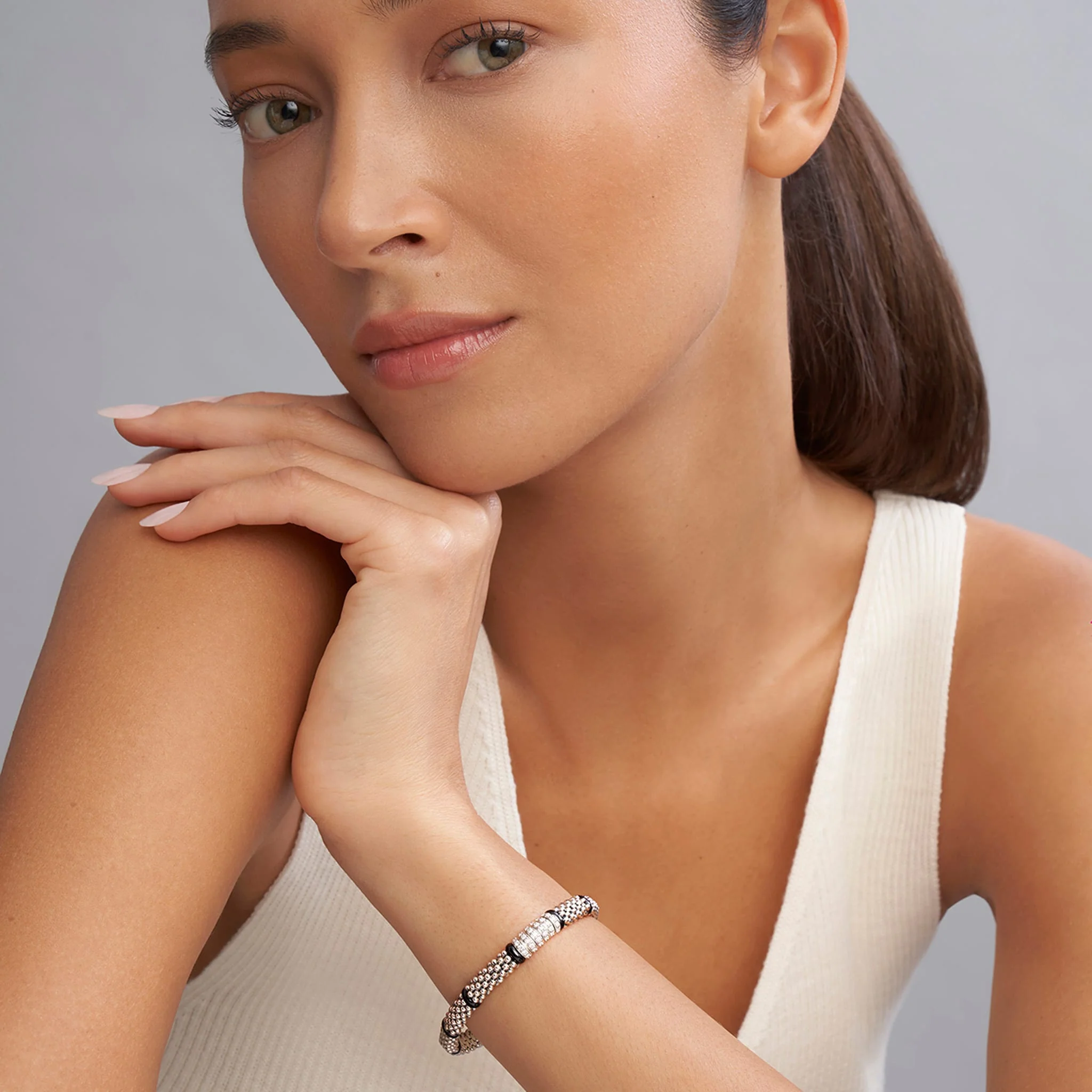 Black Caviar Black Six Station Diamond Caviar Bracelet | 6mm - Image 2