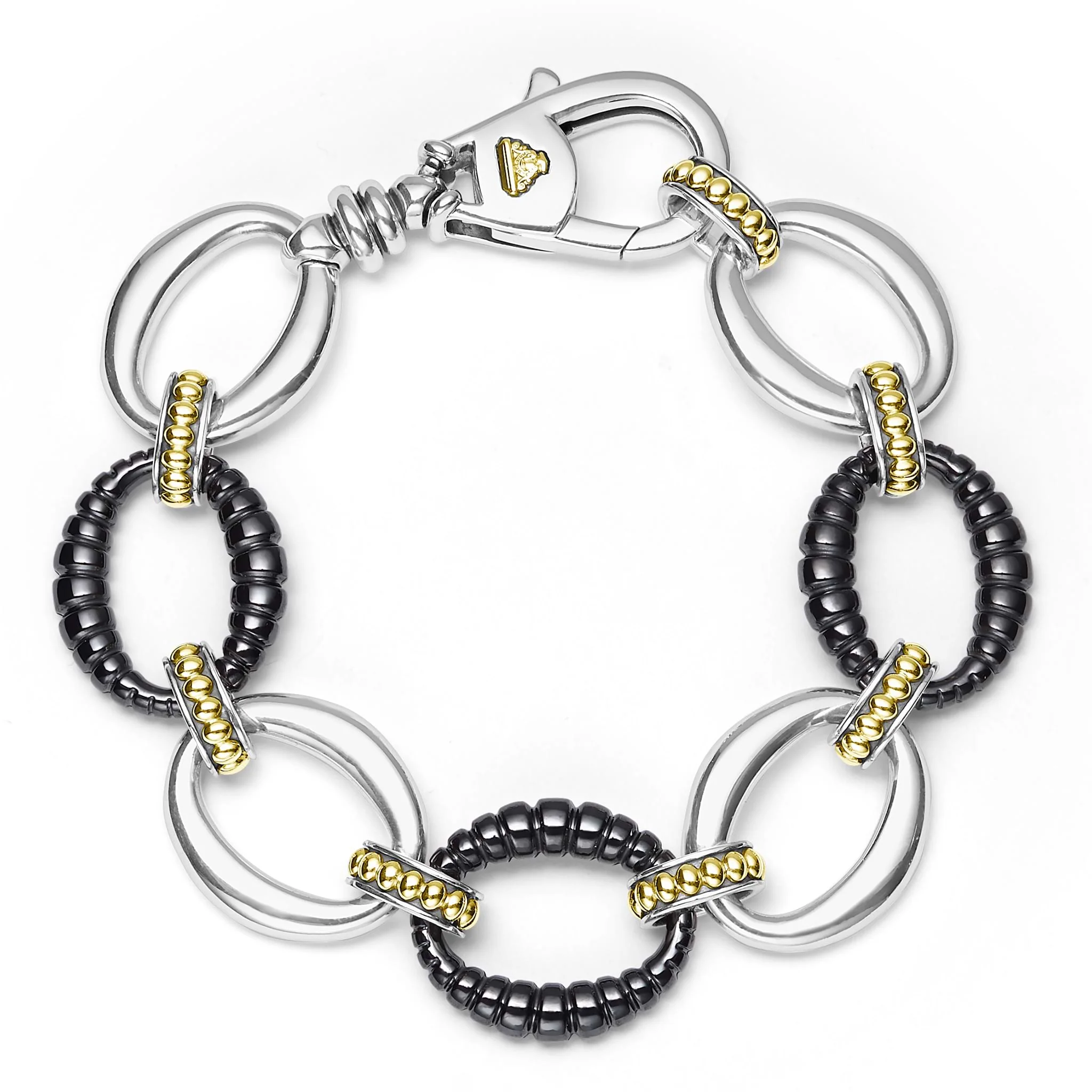 Black Caviar Two-Tone Black Ceramic Link Bracelet