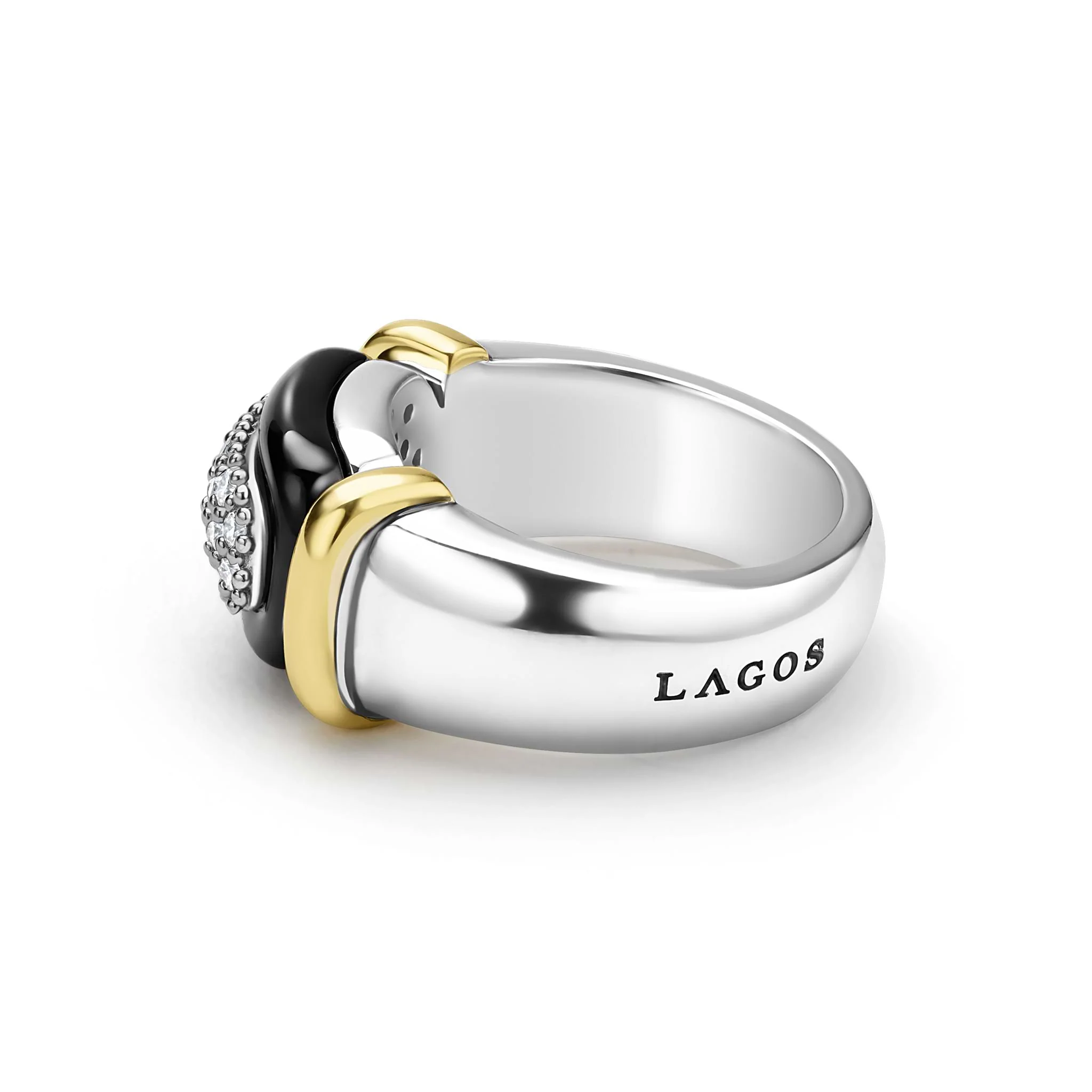 Black Caviar Two-Tone Black Ceramic Diamond Ring - Image 3