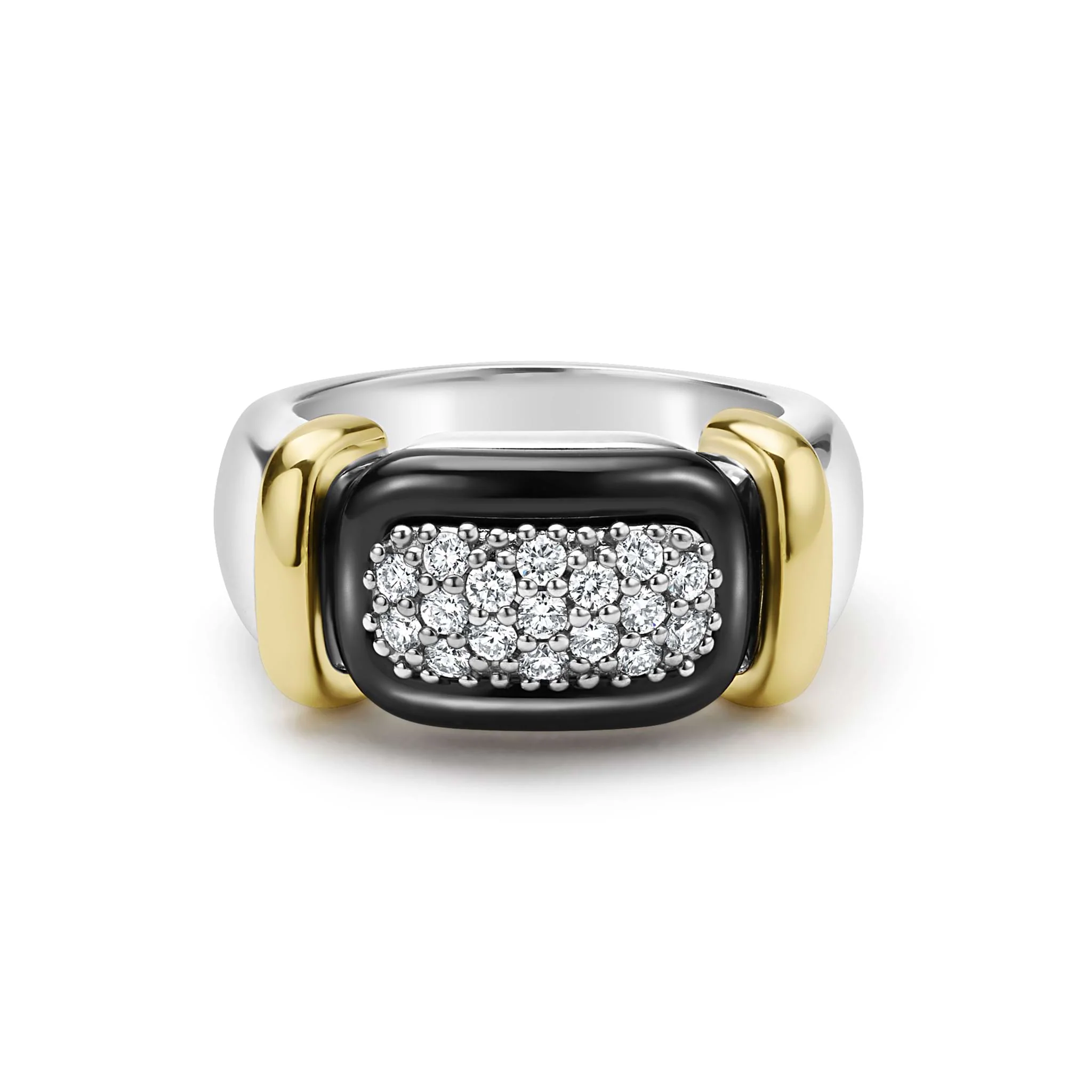 Black Caviar Two-Tone Black Ceramic Diamond Ring - Image 5