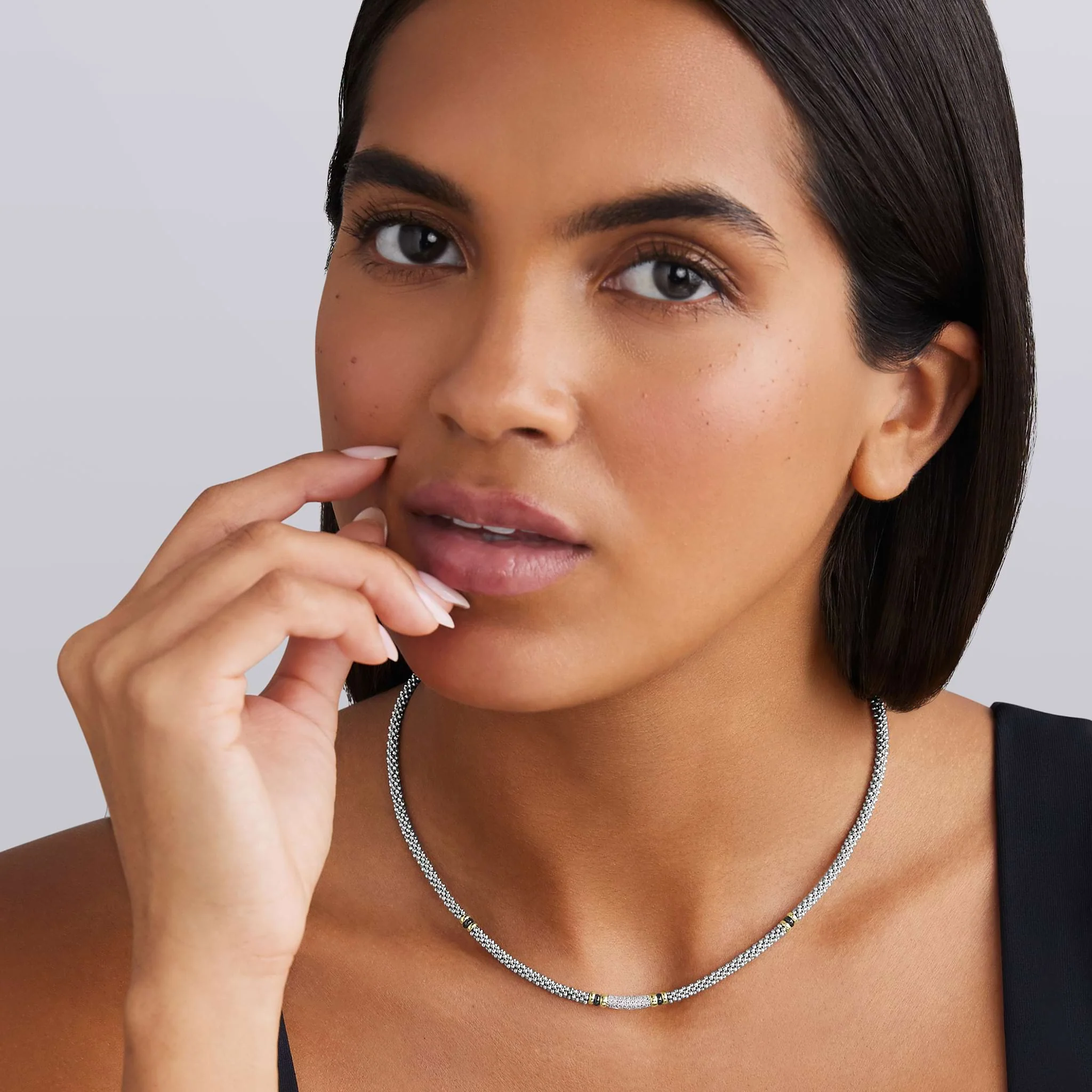 Black Caviar Two-Tone Black Ceramic Caviar Diamond Necklace - Image 2