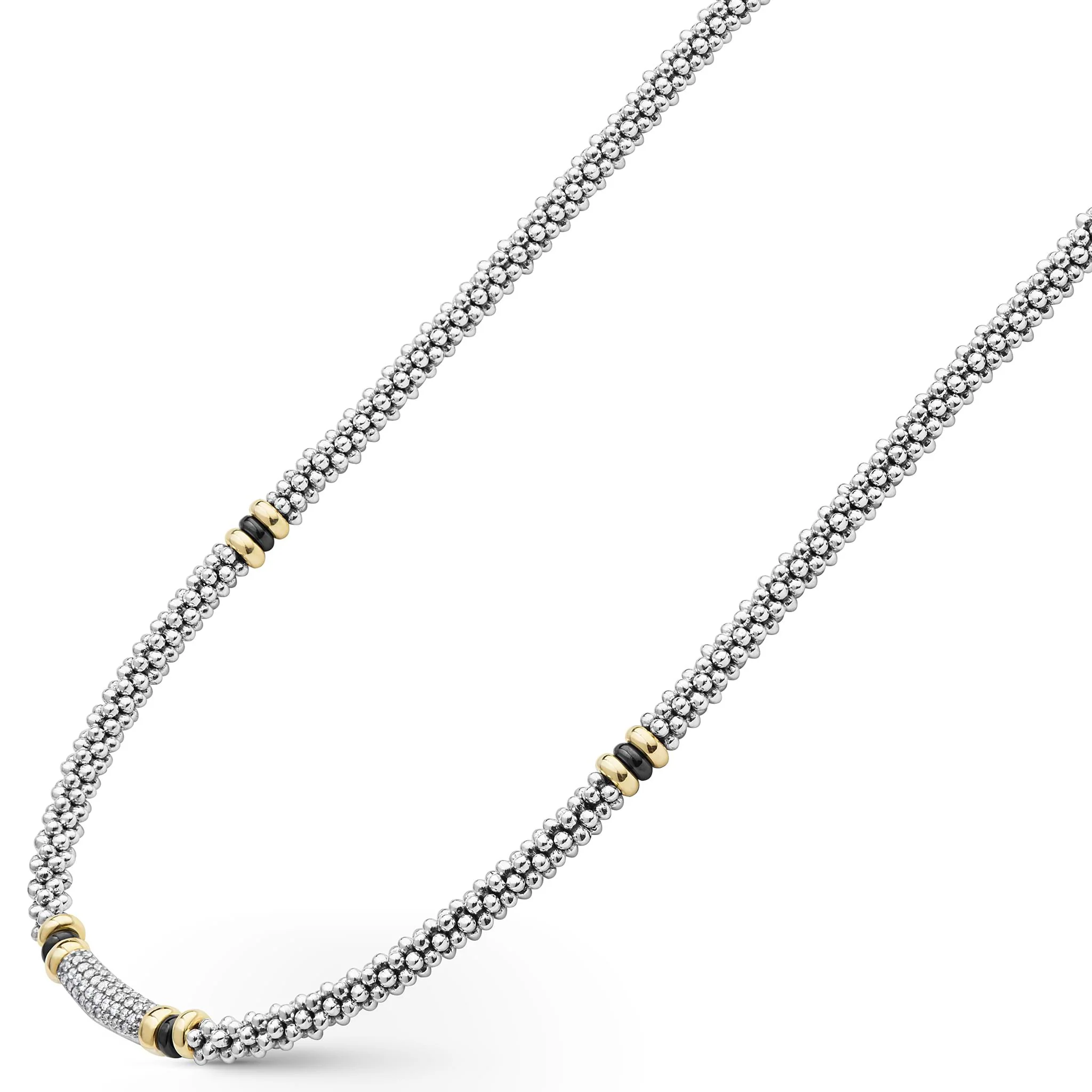 Black Caviar Two-Tone Black Ceramic Caviar Diamond Necklace - Image 4
