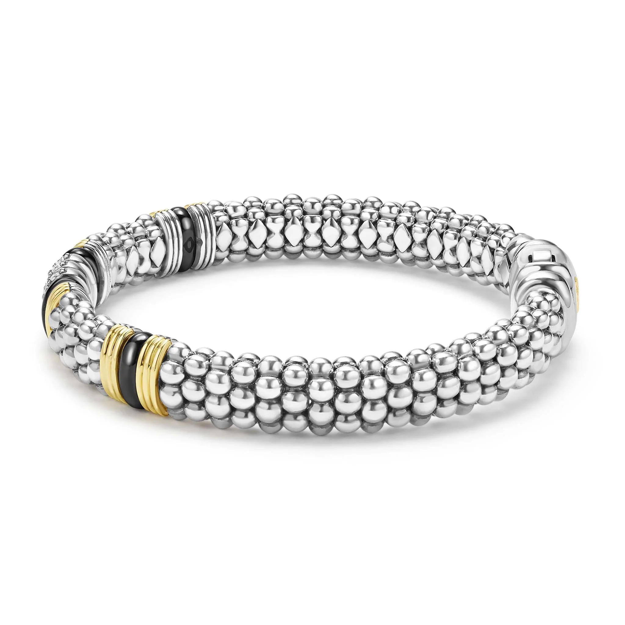 Black Caviar Two-Tone Black Ceramic Station Diamond Bracelet | 9mm - Image 3