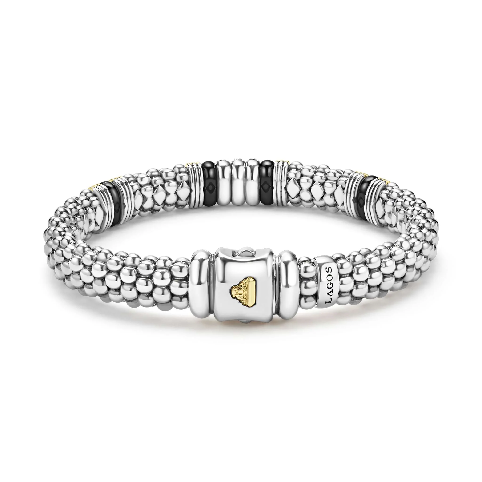 Black Caviar Two-Tone Black Ceramic Station Diamond Bracelet | 9mm - Image 4