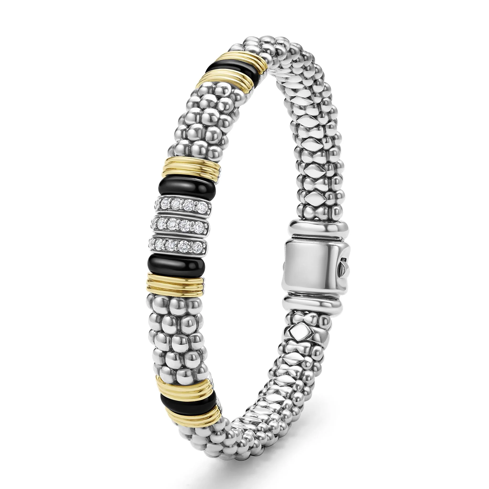Black Caviar Two-Tone Black Ceramic Station Diamond Bracelet | 9mm - Image 5