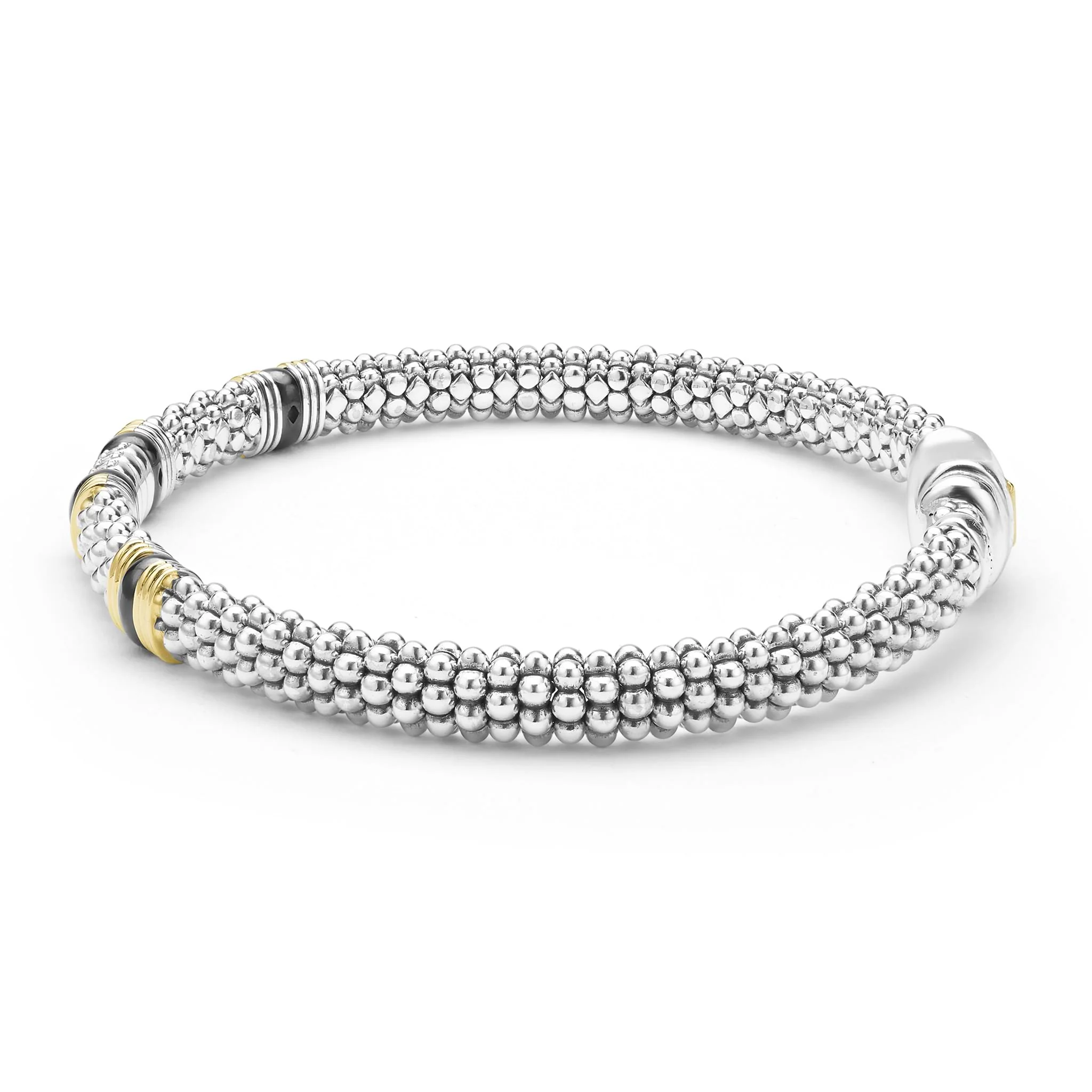 Black Caviar Two-Tone Black Ceramic Station Diamond Bracelet | 6mm - Image 3