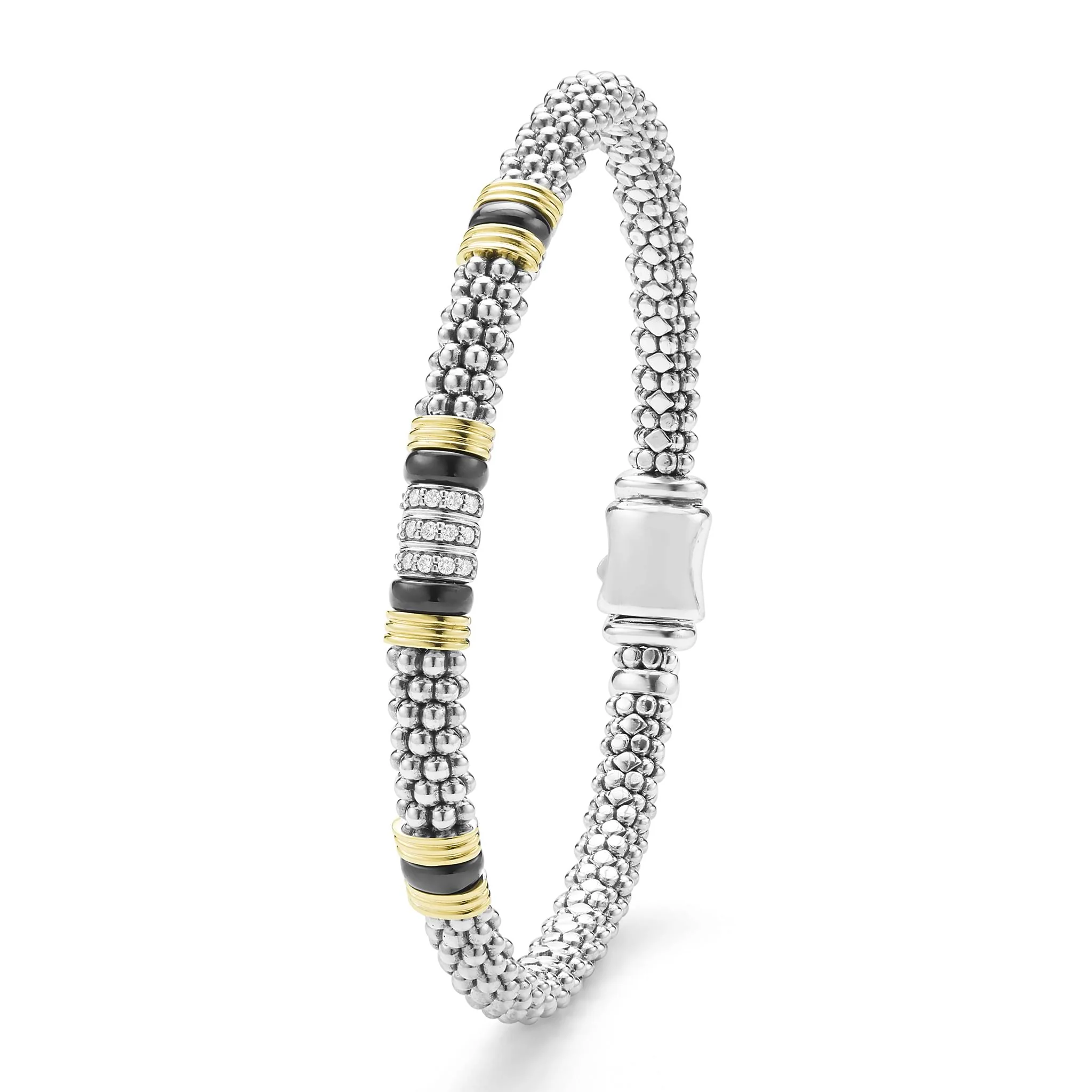 Black Caviar Two-Tone Black Ceramic Station Diamond Bracelet | 6mm - Image 5