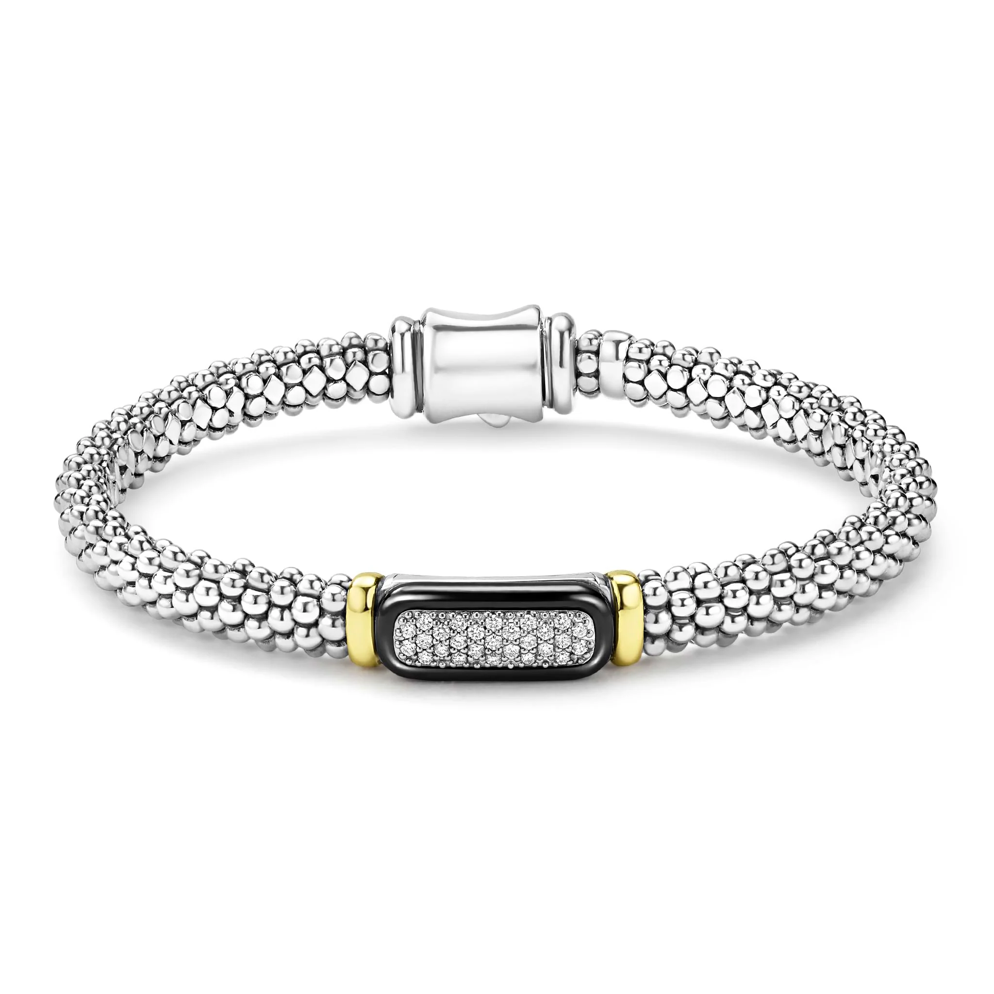 Black Caviar Two-Tone Black Ceramic Diamond Caviar Bracelet | 6mm