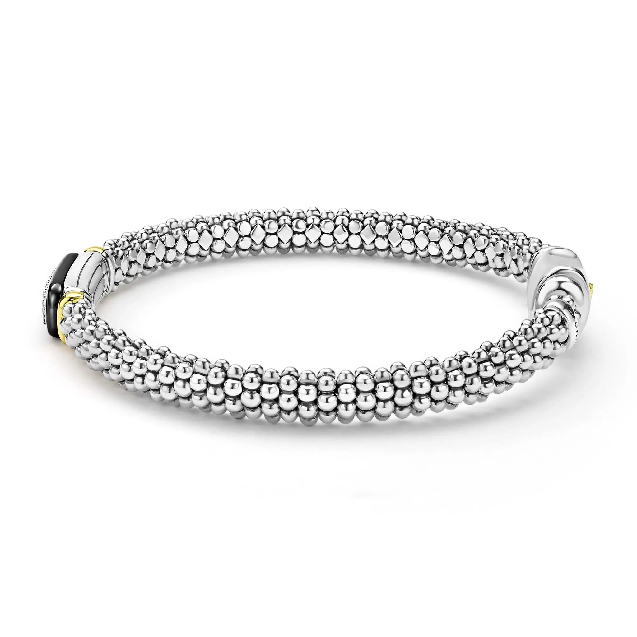 Black Caviar Two-Tone Black Ceramic Diamond Caviar Bracelet | 6mm - Image 3