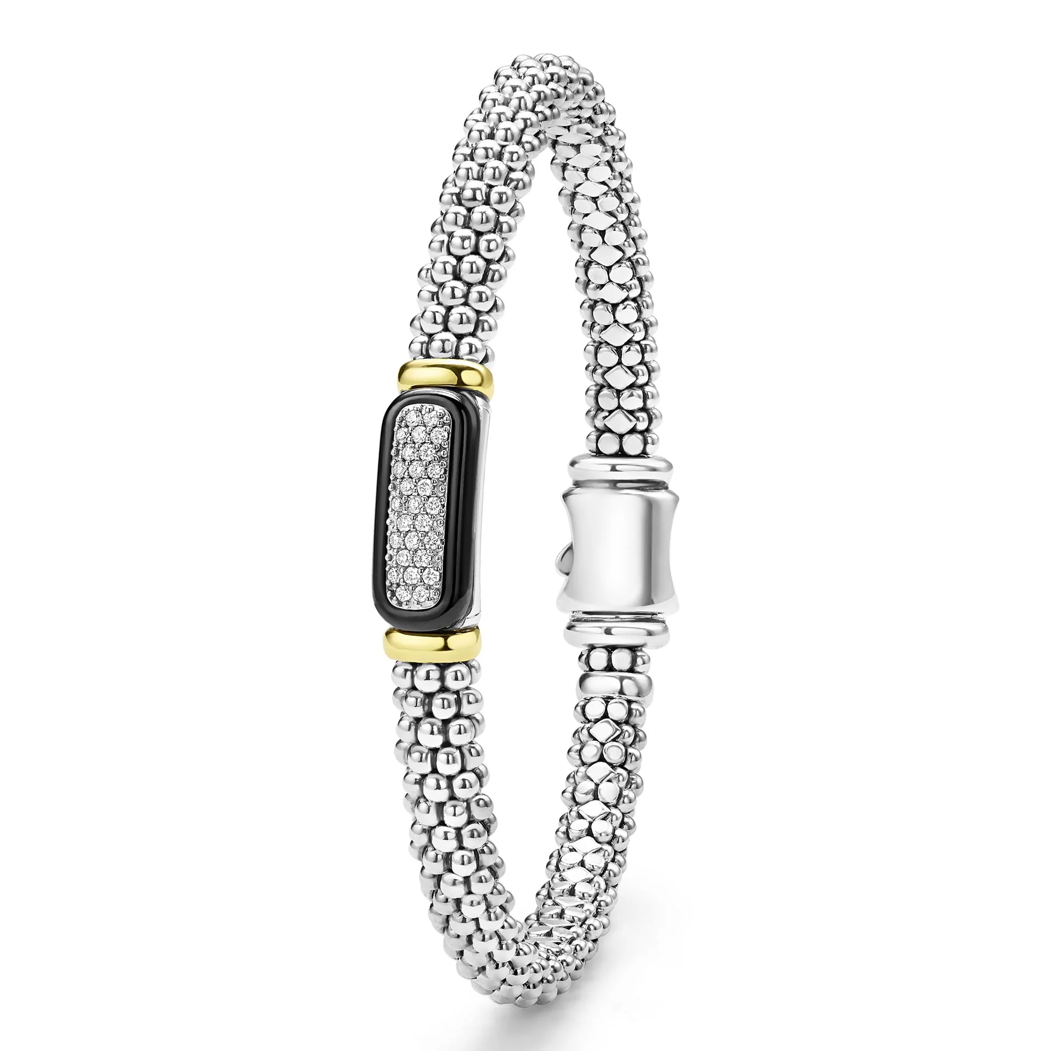 Black Caviar Two-Tone Black Ceramic Diamond Caviar Bracelet | 6mm - Image 5